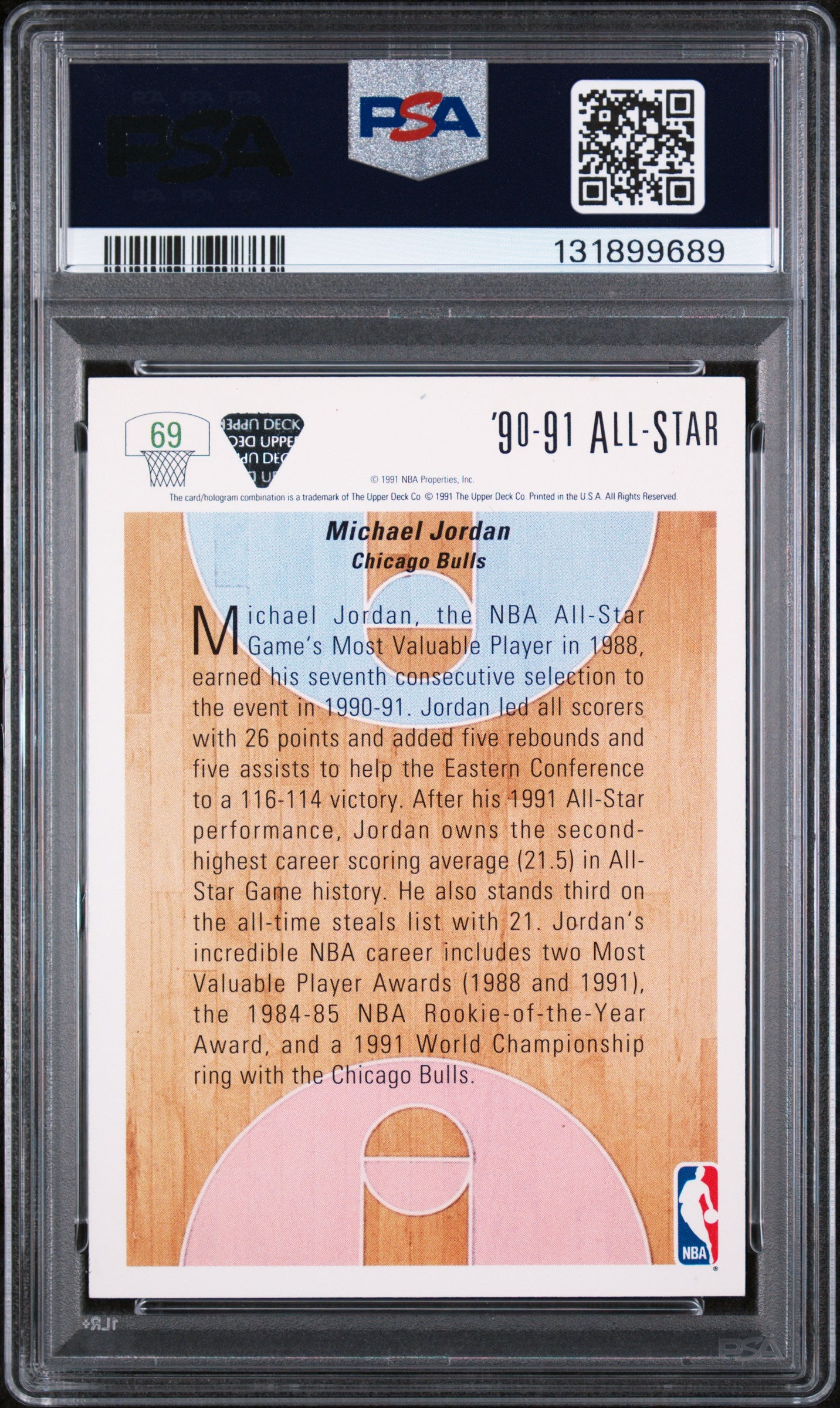 1991 Upper Deck East All-Star Michael Jordan #69 PSA 9