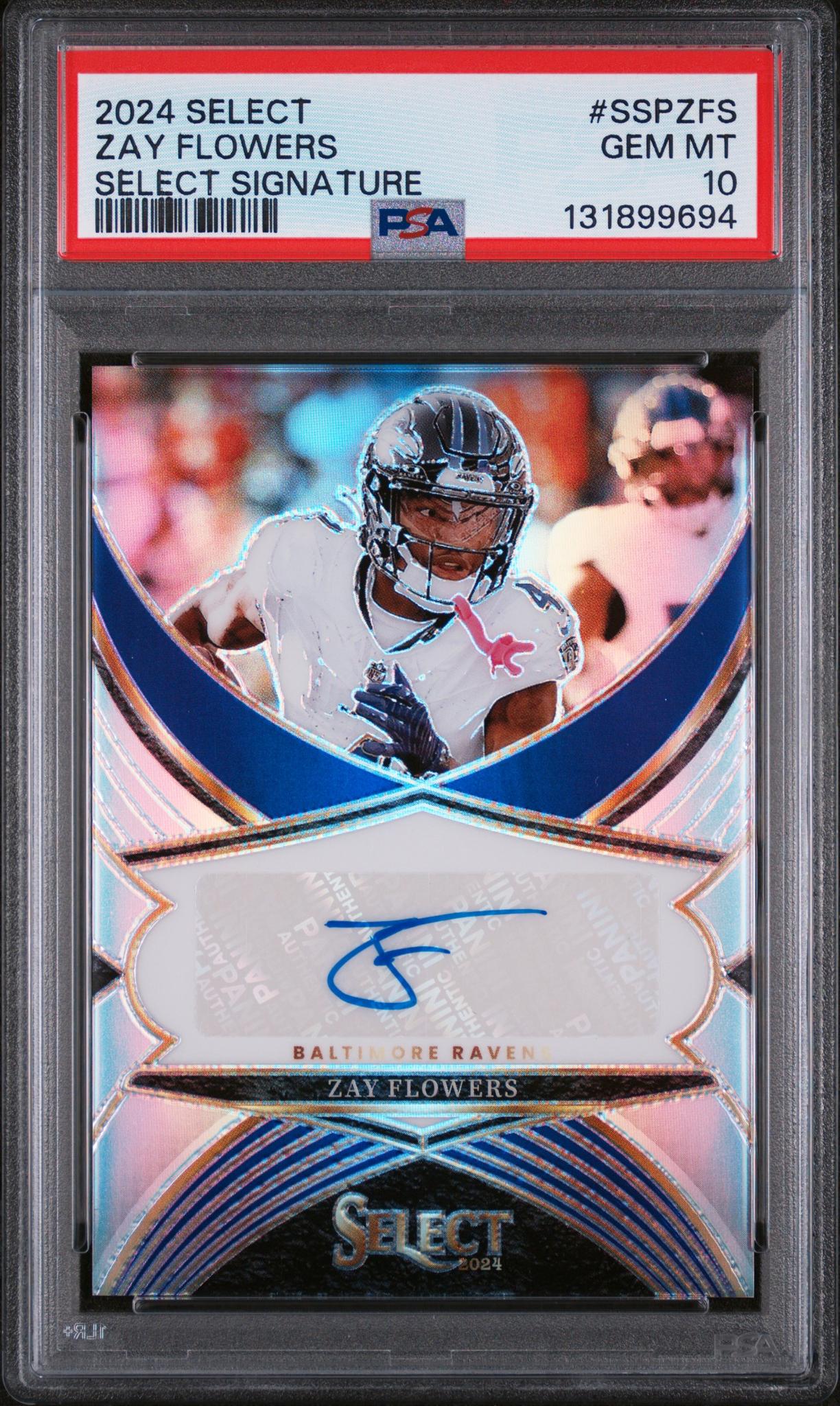 2024 Panini Select Select Signatures Zay Flowers #SSPZFS PSA 10