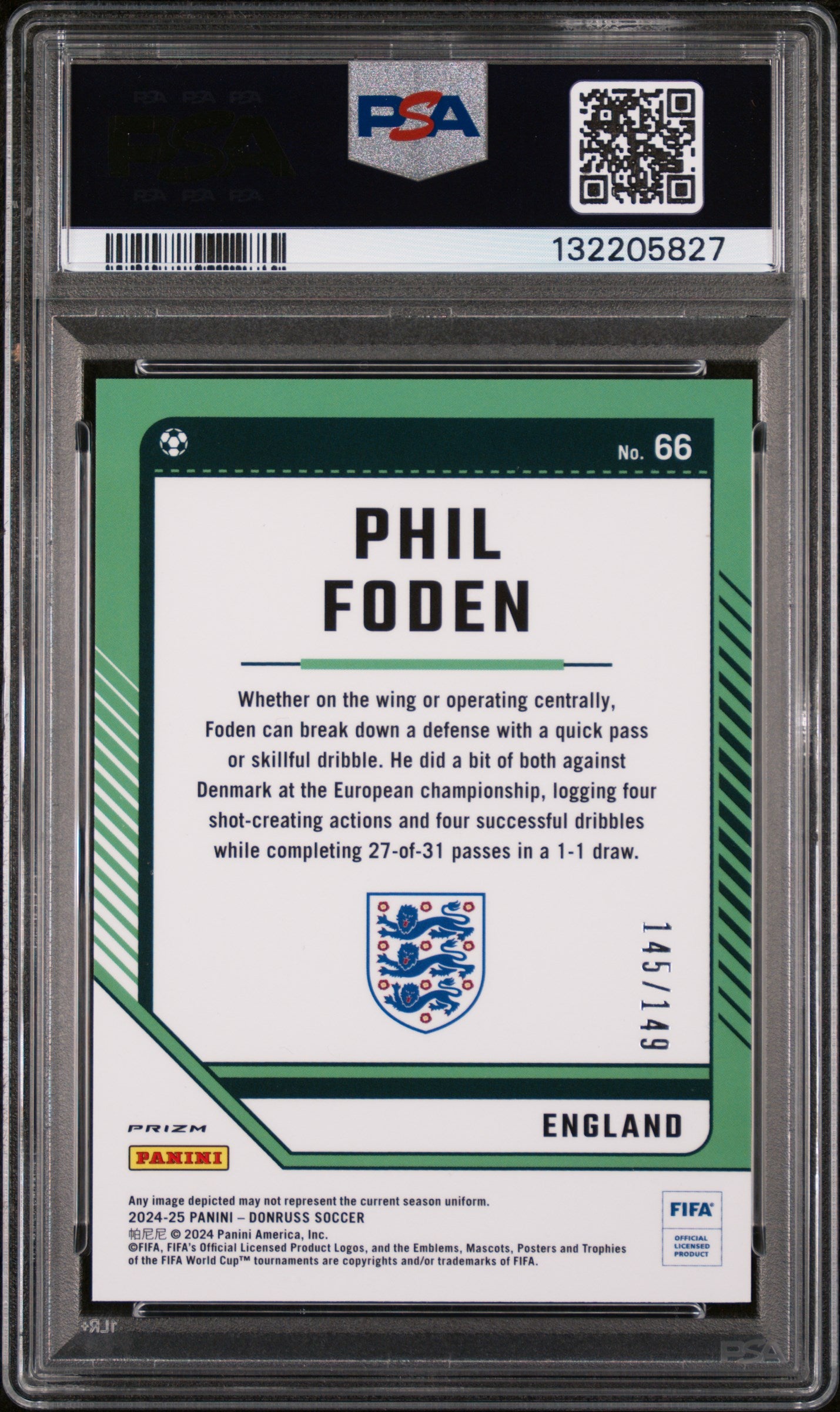 2024 Panini Donruss Fifa Optic-Blue Phil Foden #66 /149 PSA 9