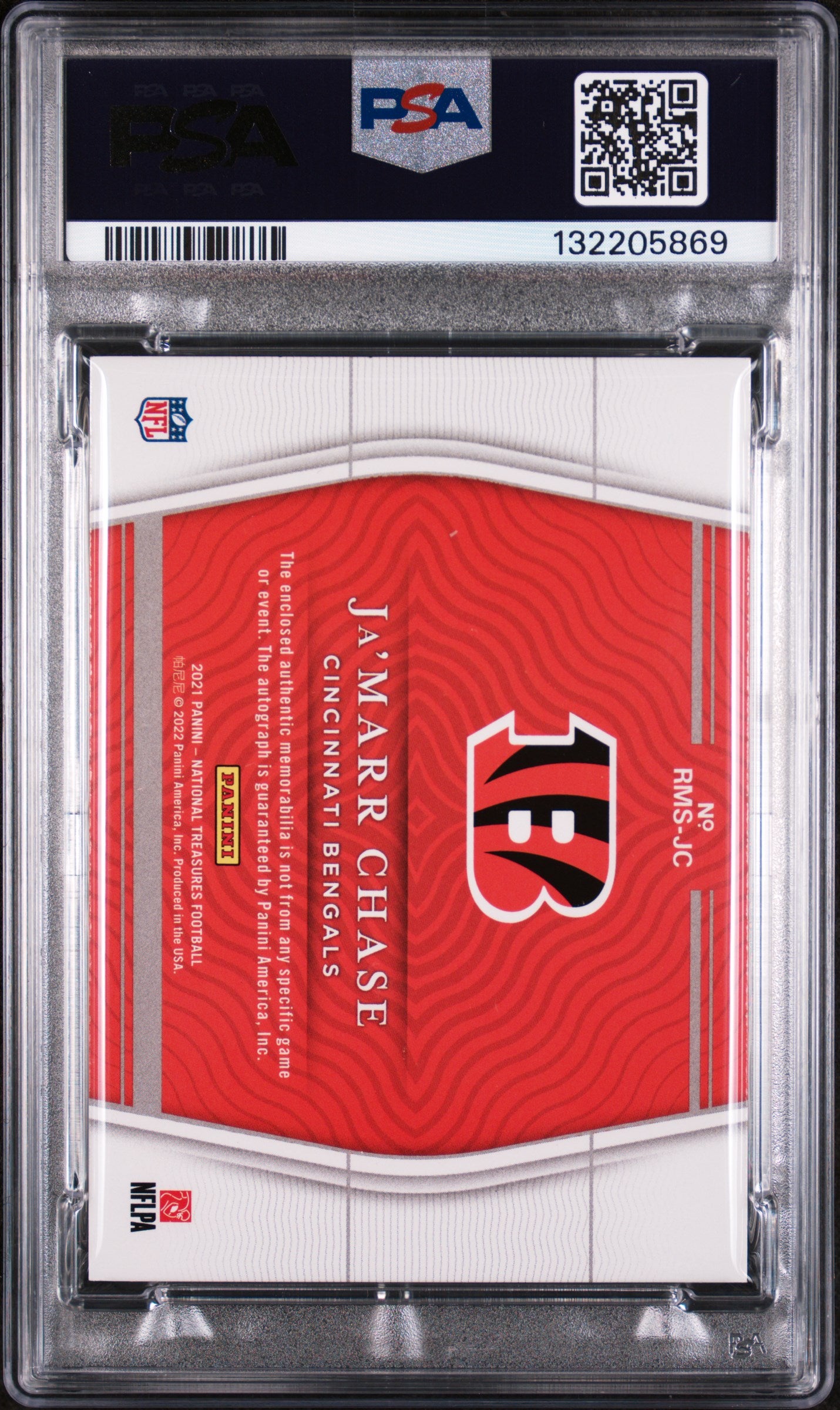 2021 National Treasures Rookie Material Signature Ja'Marr Chase #RMS-JC /99 PSA 8