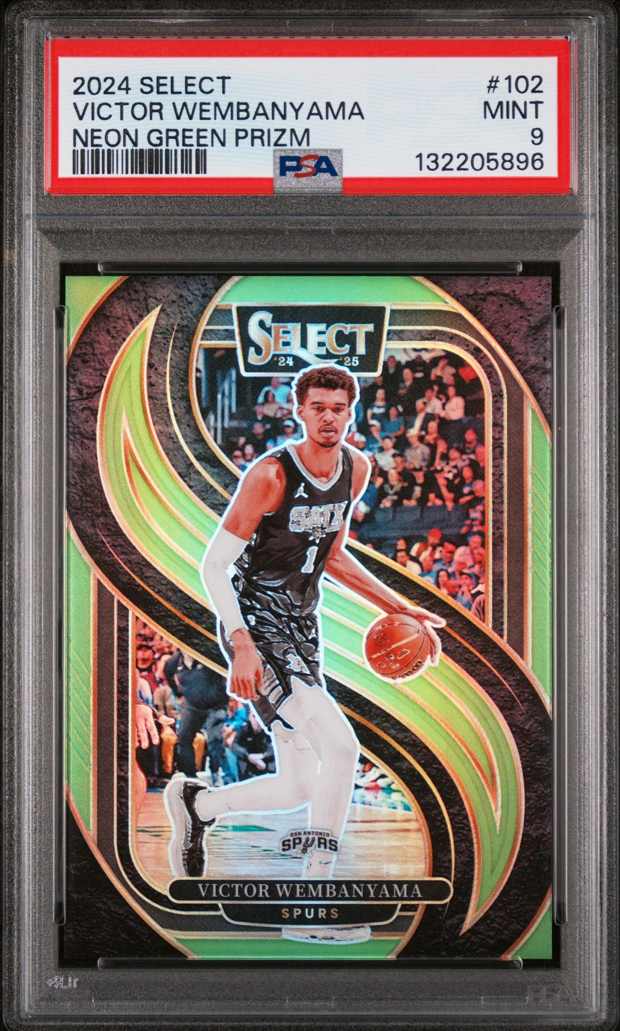 2024 Panini Select Neon Green Prizm Victor Wembanyama #102 /75 PSA 9