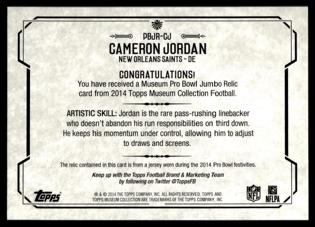 2014 Museum Collection Cameron Jordan Player-Worn Pro Bowl Patch /125