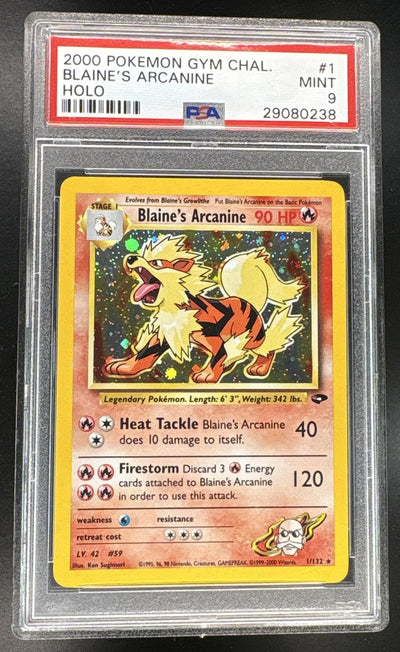 2000 Pokemon Gym Challenge Holo Blaine's Arcanine #1 PSA 9