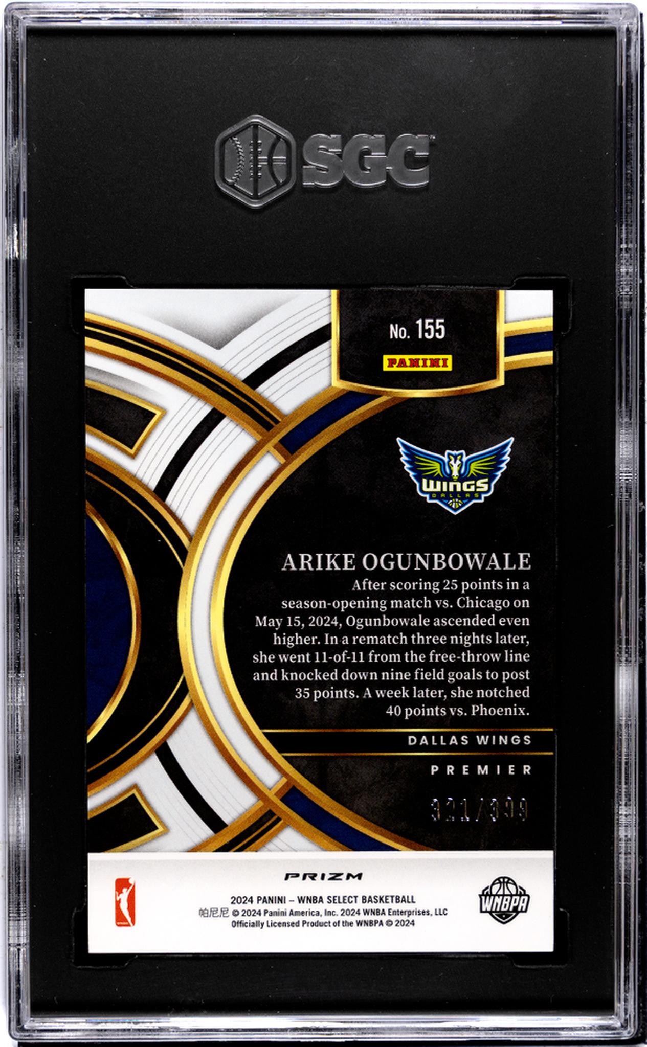 2024 Panini Select Red & Blue Arike Ogunbowale #155 /399 SGC 10