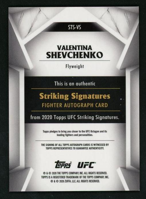 2020 Topps Striking Signatures STS-VS Valentina Shevchenko Striking Signatures /339 Auto