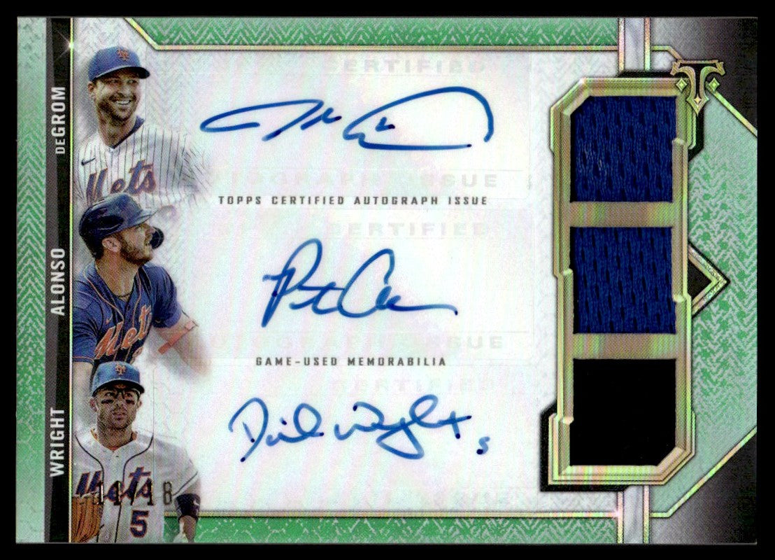2021 Triple Threads Jacob DeGrom/Pete Alonso/David Wright Triple Patch Relic Auto /18