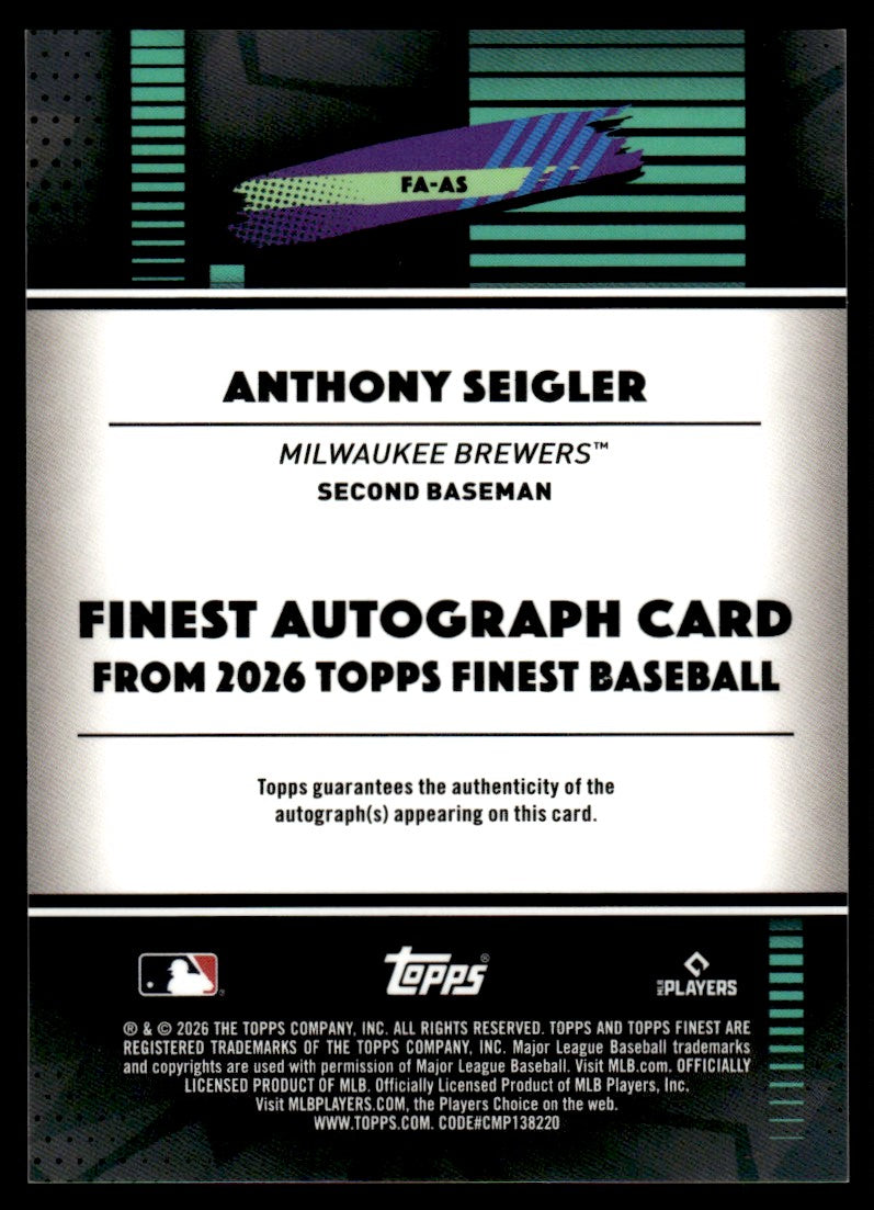 2026 Finest Anthony Seigler Rookie RC Orange Auto /25
