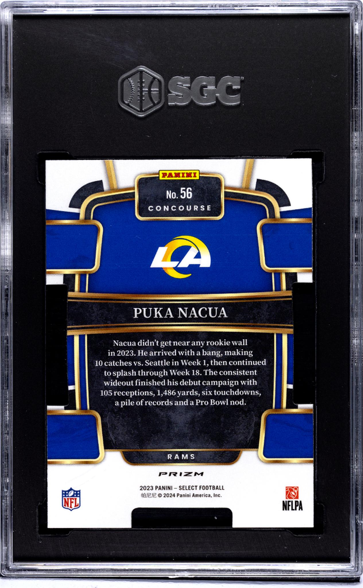 2023 Panini Select #56 Puka Nacua Red/Yellow Die-Cut Prizm SGC 8