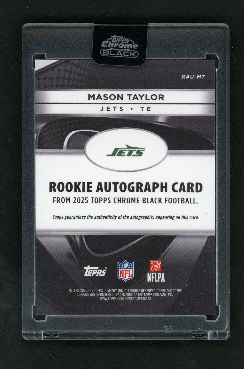 2025 Topps Chrome Black Mason Taylor Rookie True Gold Auto /50
