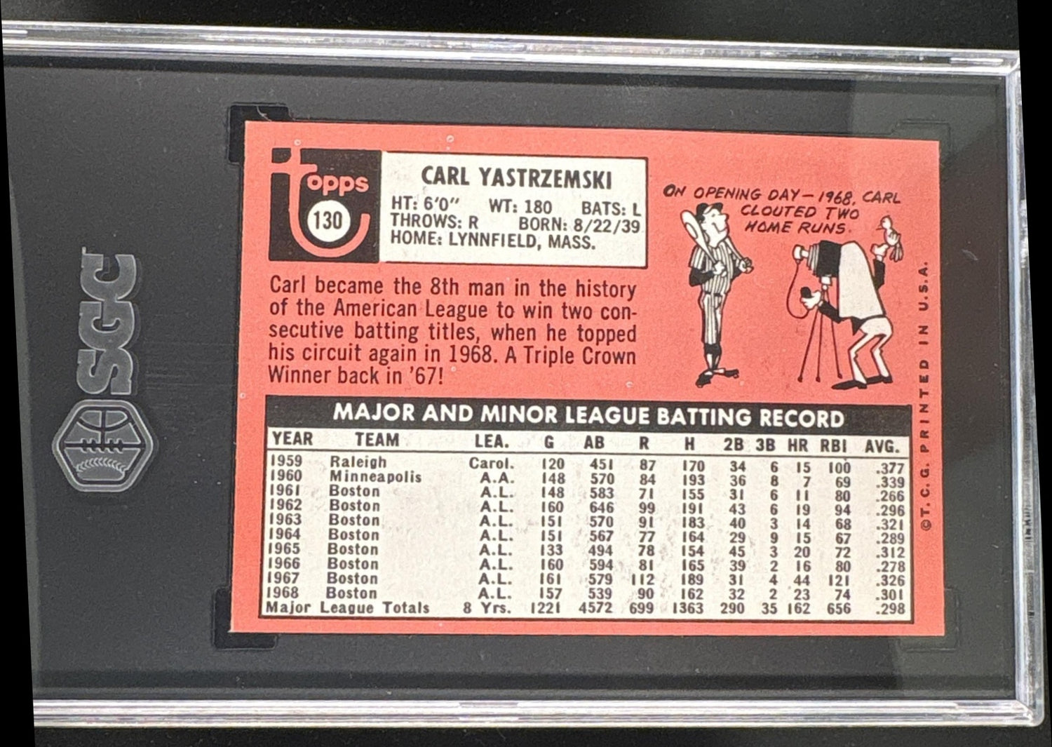 1969 Topps #130 Carl Yastrzemski SGC 7