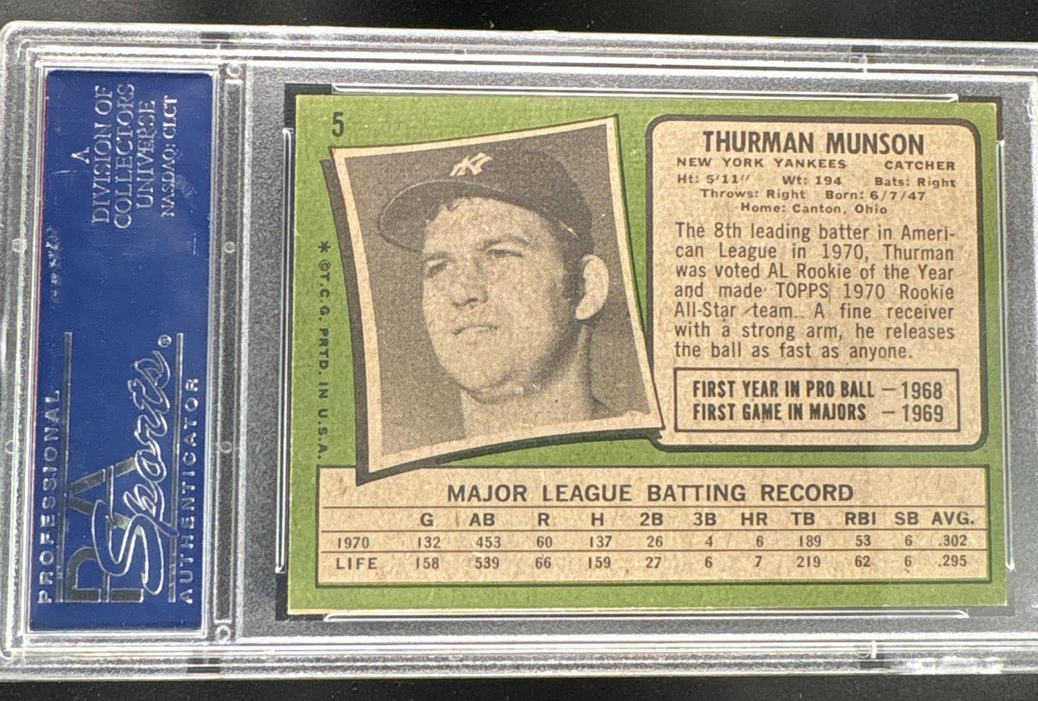 1971 Topps All Star Rookie Thurman Munson #5 PSA 6.5