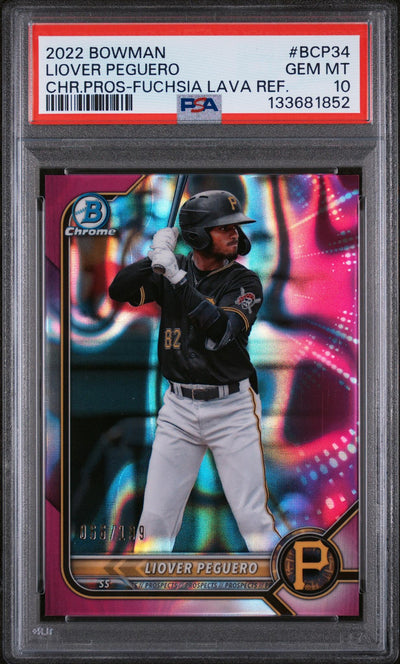 2022 Bowman Chrome Prospects Liover Peguero #BCP34 Fuchsia Lava Refractor /199 PSA 10