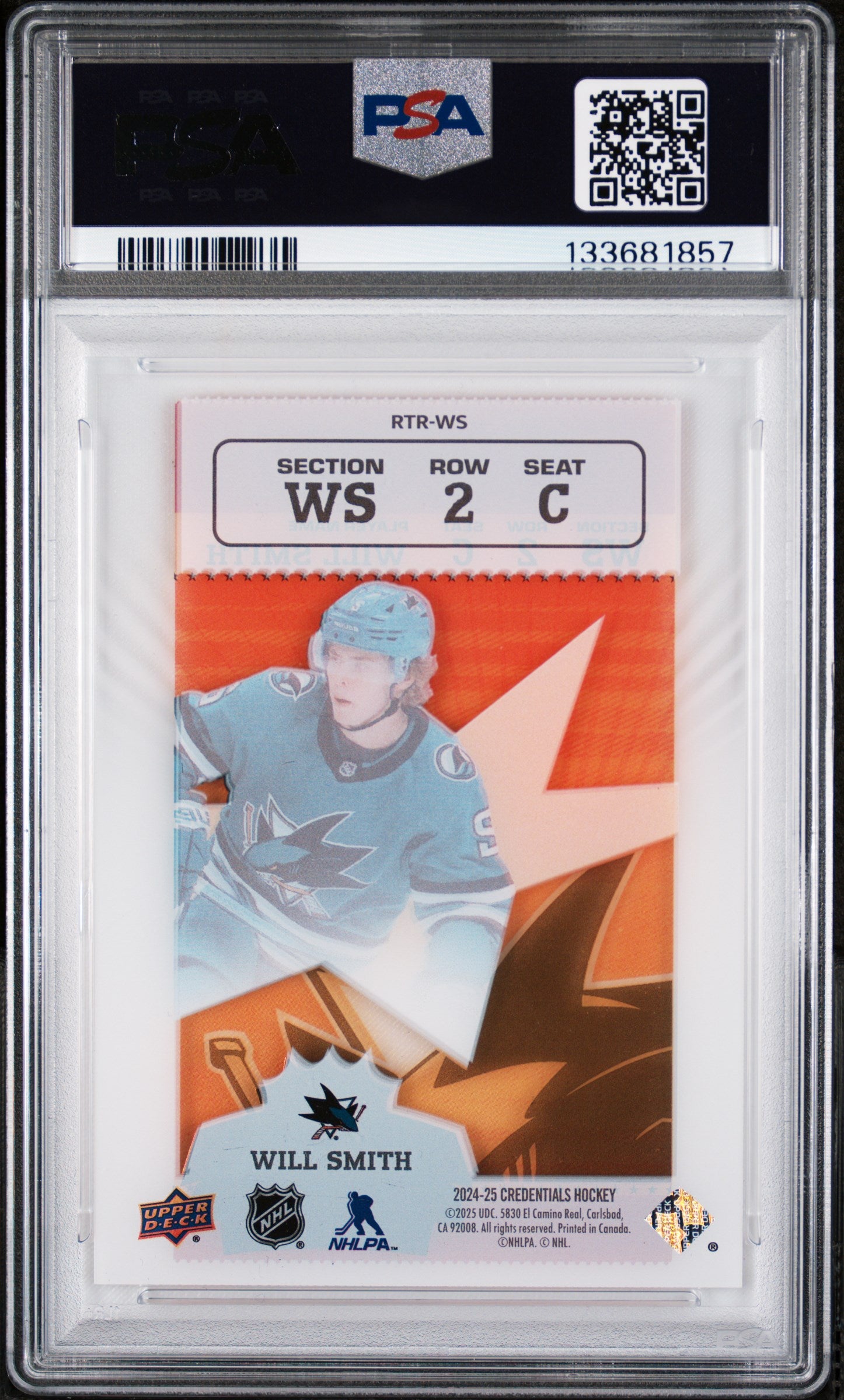 2024 Upper Deck Credentials Acetate Retro Ticket Access Rookies Will Smith #RTRWS PSA 8