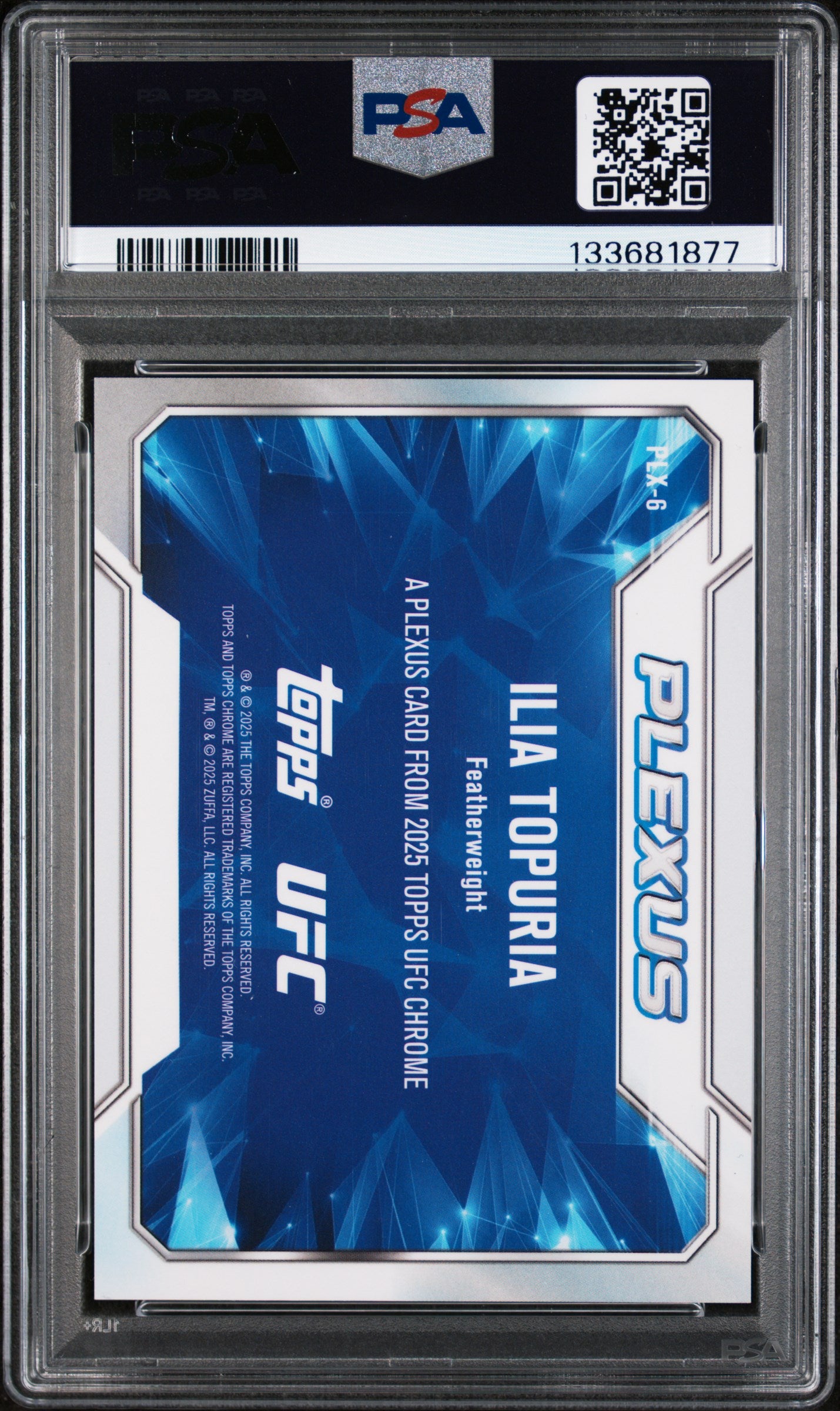 2025 Topps Chrome UFC Plexus Red White & Blue Refractor Ilia Topuria #PLX6 /88 PSA 10