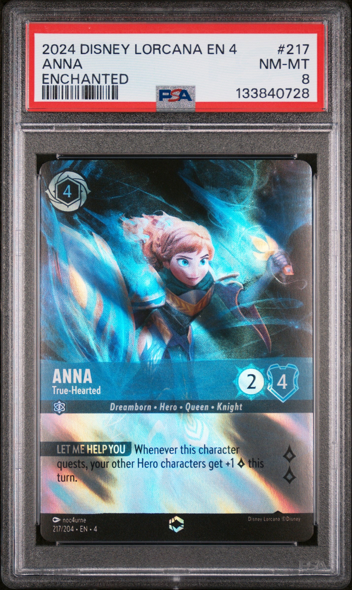 2024 Disney Lorcana Ursula's Return True Hearted Enchanted Anna #217 PSA 8