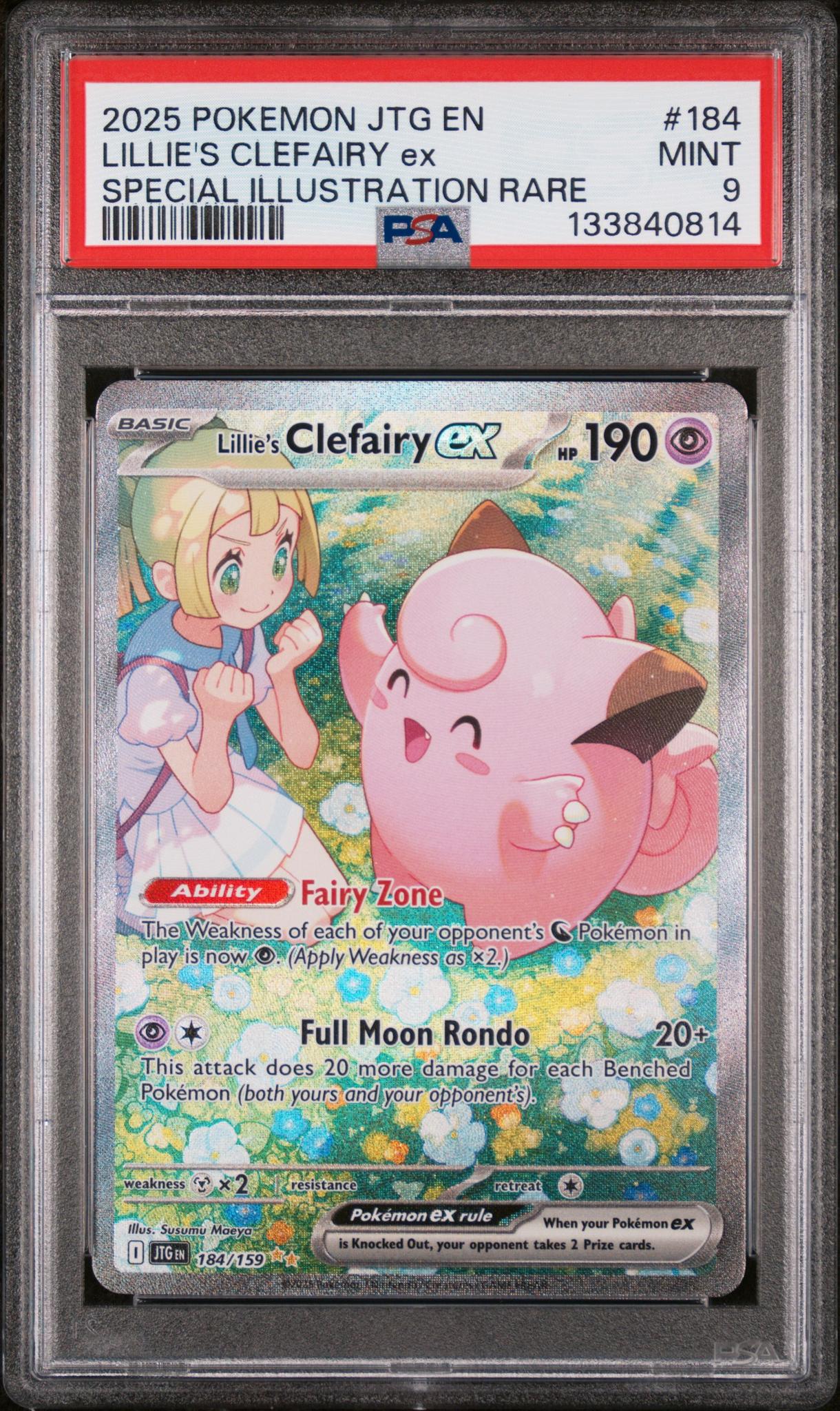 2025 Pokemon Scarlet and Violet Journey Together Special Illustration Rare Lillie's Clefairy Ex #184 PSA 9