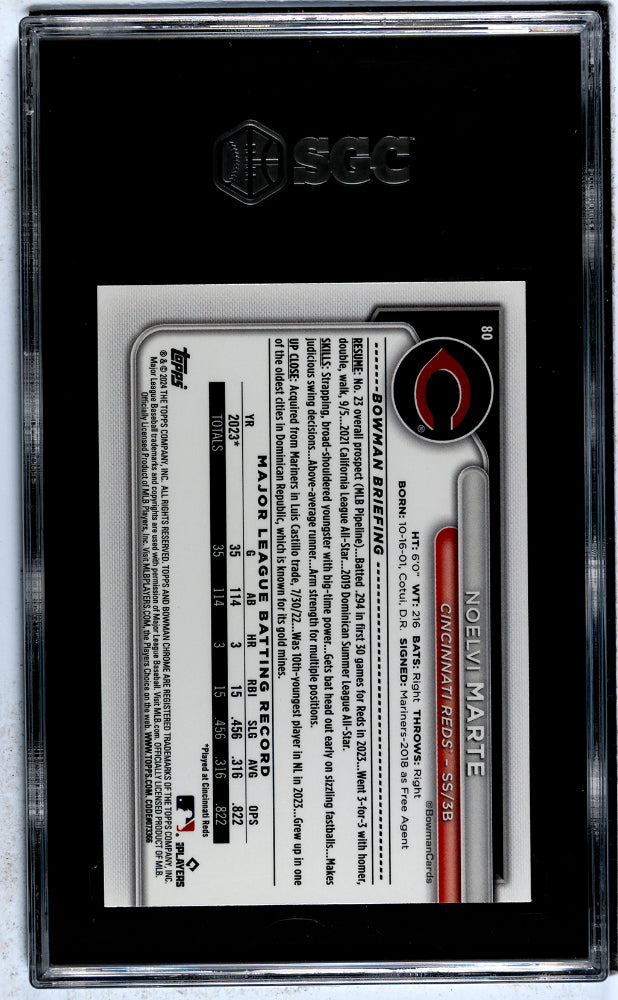 2024 Bowman Mega Box No Parallel Noelvi Marte #80 RC SGC 9