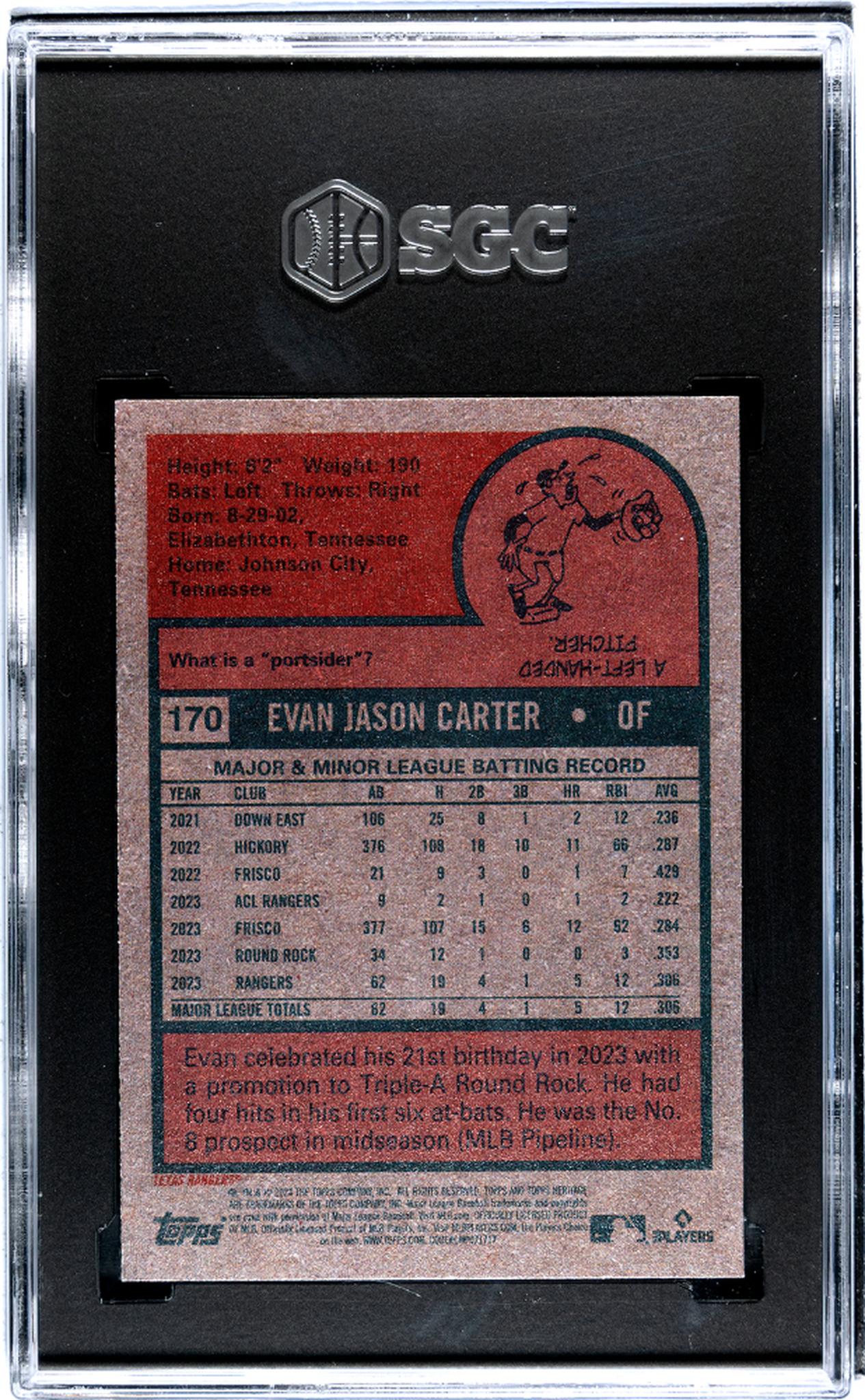 2024 Topps Heritage Evan Carter #170 RC SGC 9