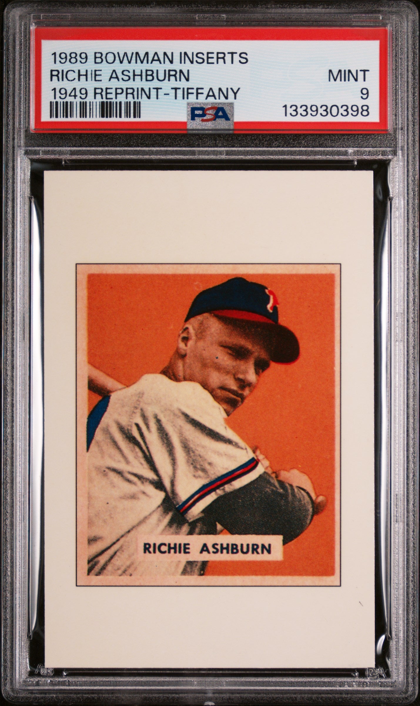 1989 Bowman Inserts 1949 Reprint-Tiffany Richie Ashburn PSA 9