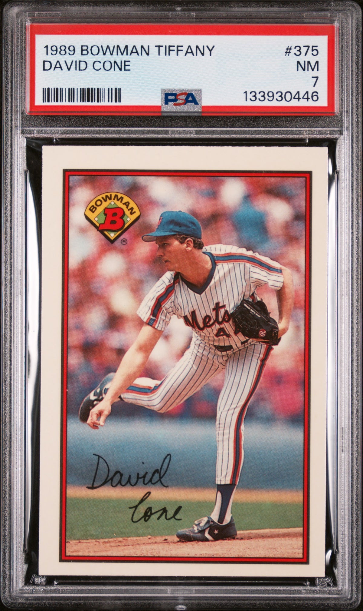 1989 Bowman Tiffany David Cone #375 /6000 PSA 7
