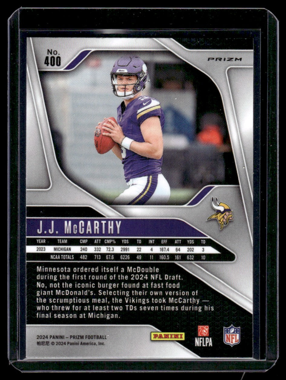 2024 Panini Prizm 400 J.J. McCarthy Rookie Minnesota Vikings