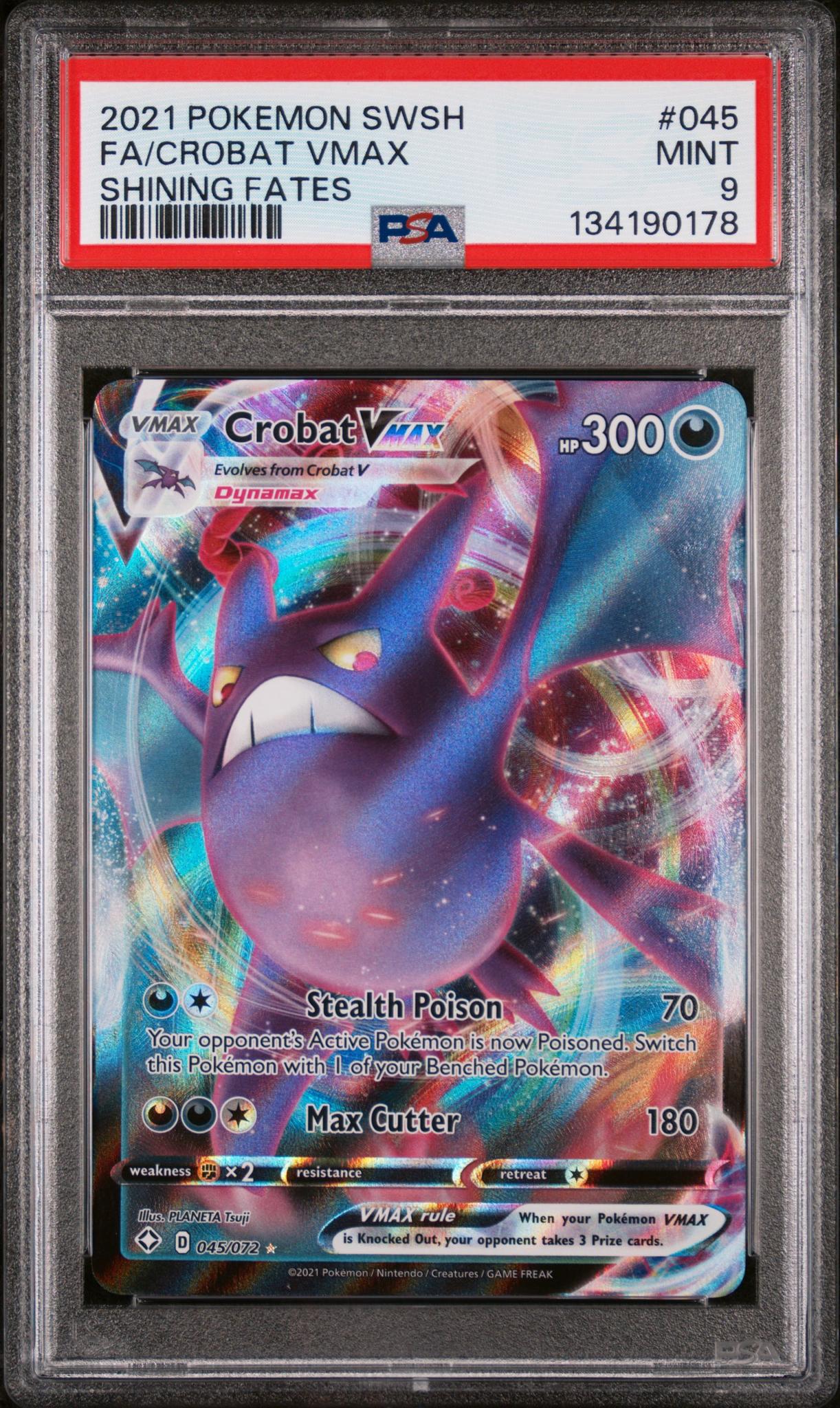 2021 Pokemon Sword and Shield Shining Fates Crobat Vmax #45 /72 PSA 9