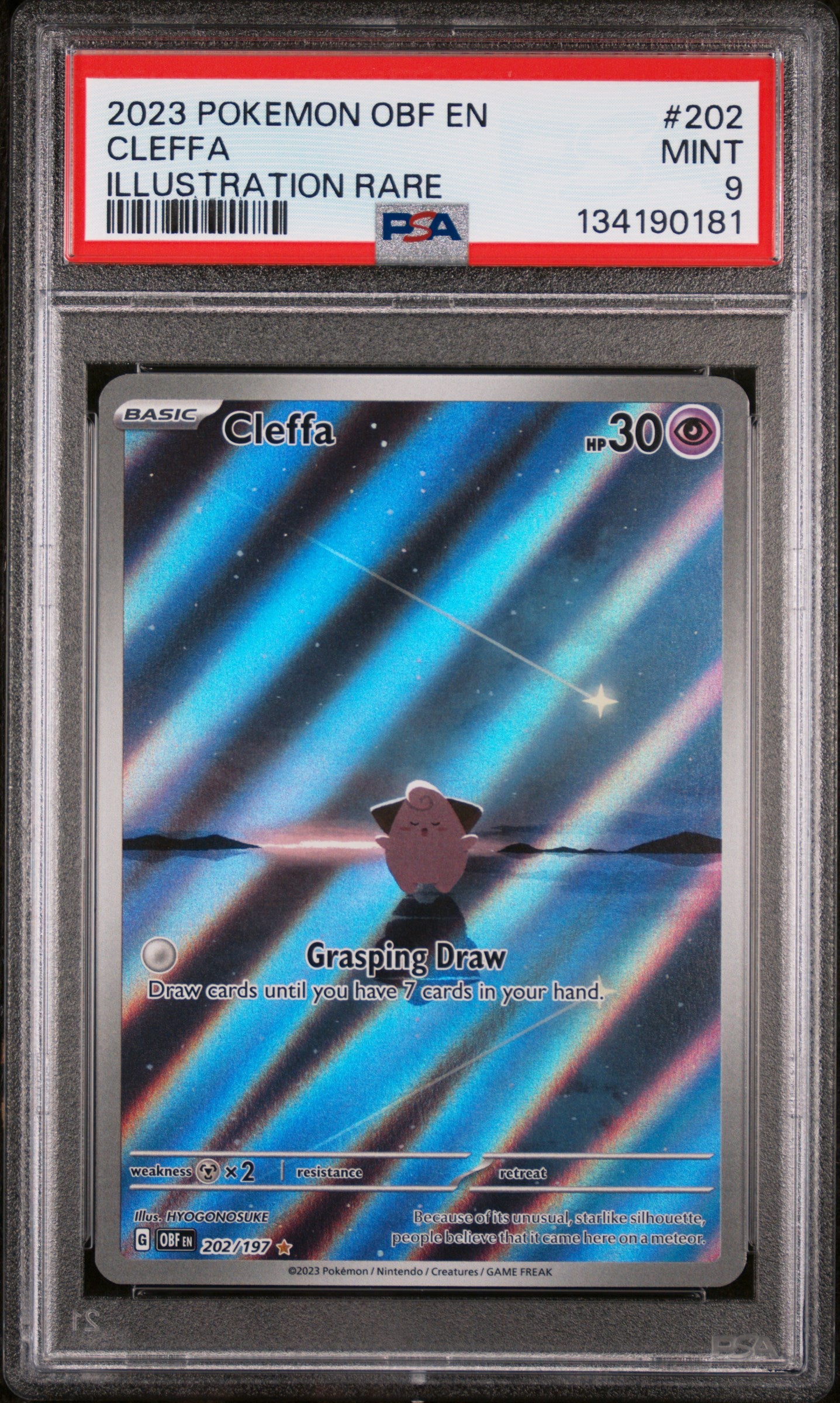 2023 Pokemon Scarlet and Violet Obsidian Flames Illustration Rare Cleffa #202 PSA 9
