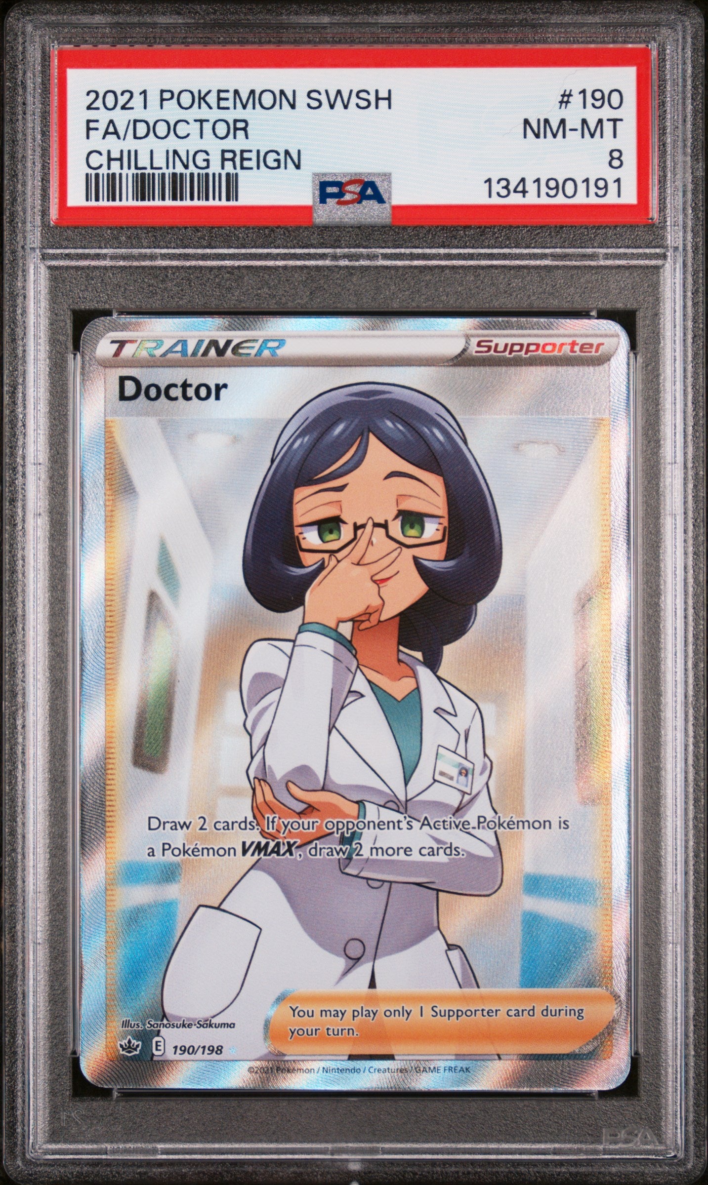2021 Pokemon Sword and Shield Chilling Reign Doctor #190 /198 PSA 8