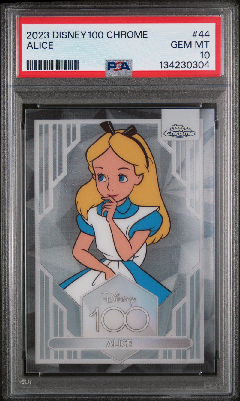 2023 Topps Chrome Uk Disney 100 Years of Wonder Alice #44 PSA 10