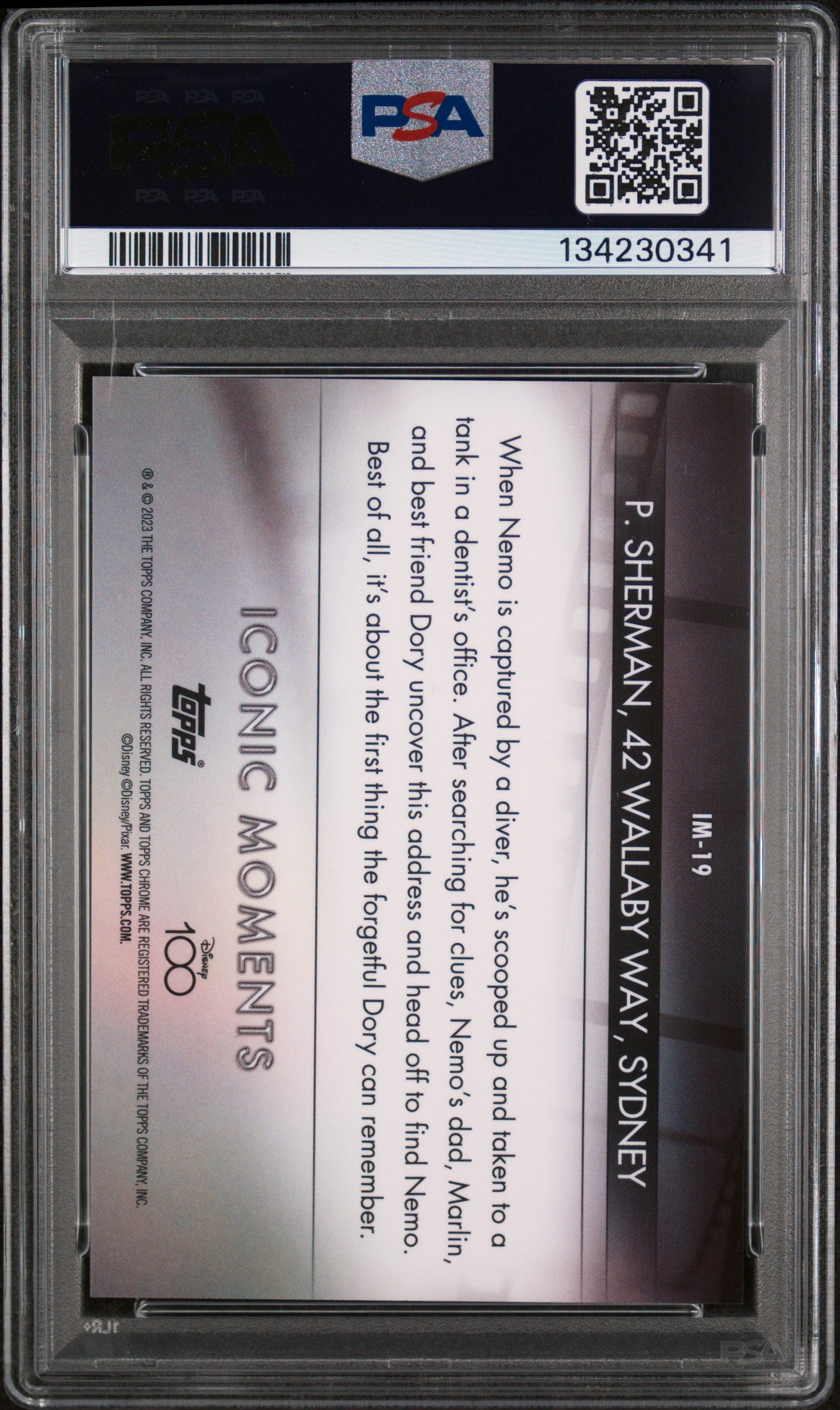 2023 Topps Chrome Disney100 Iconic Moments P. Sherman, 42 Wallaby Way, Sydney #IM19 PSA 10