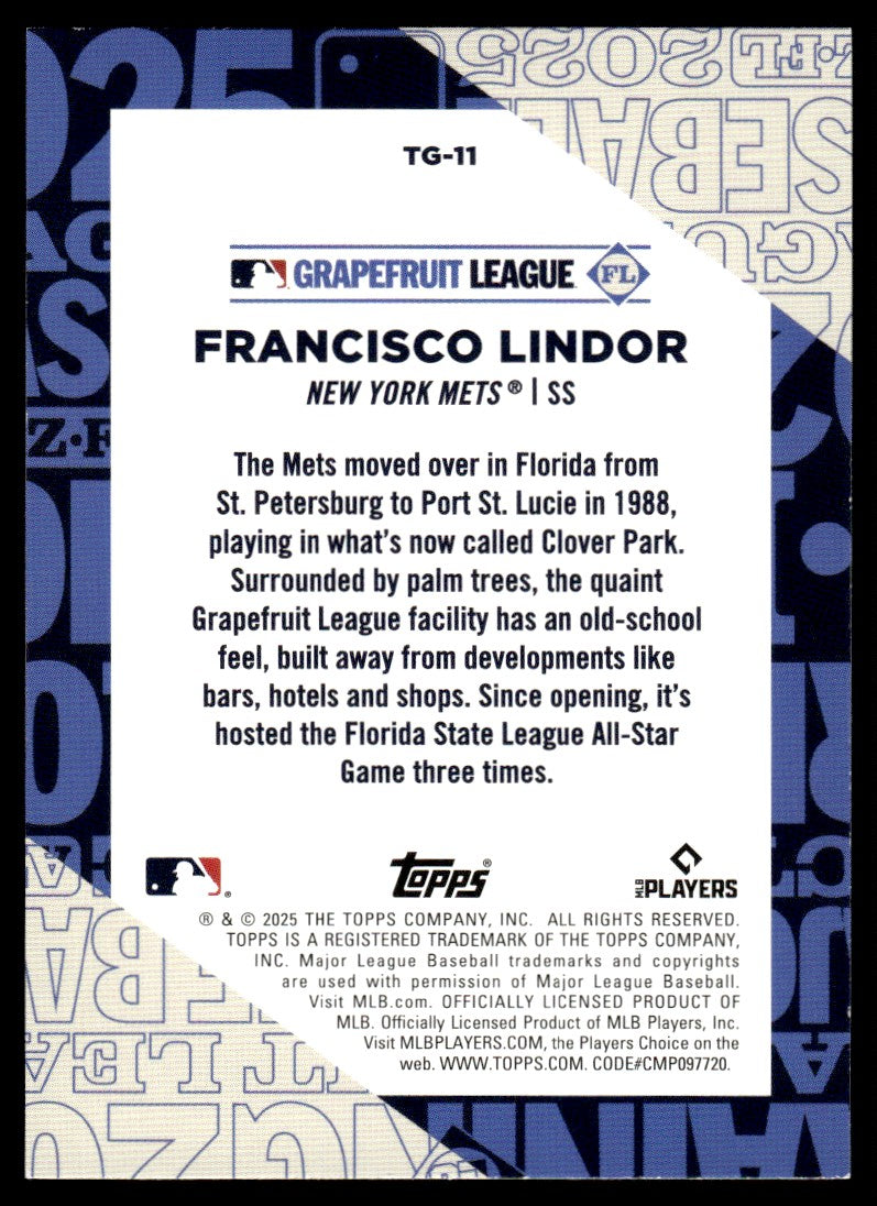 2025 Topps Originals #TG-11 Francisco Lindor Grapefruit League 1/1