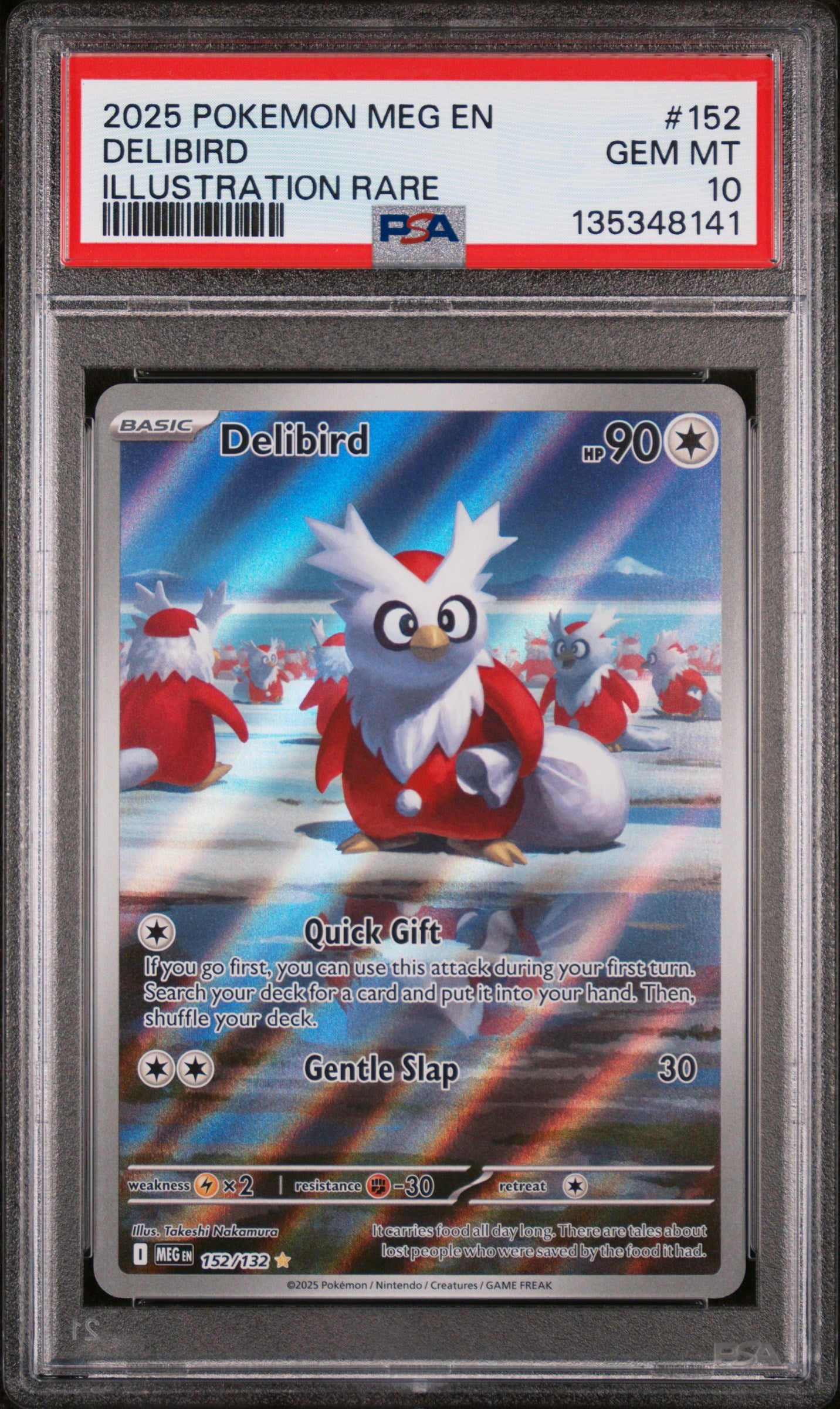 2025 Mega Evolution English Illustration Rare Holo Delibird #152 PSA 10