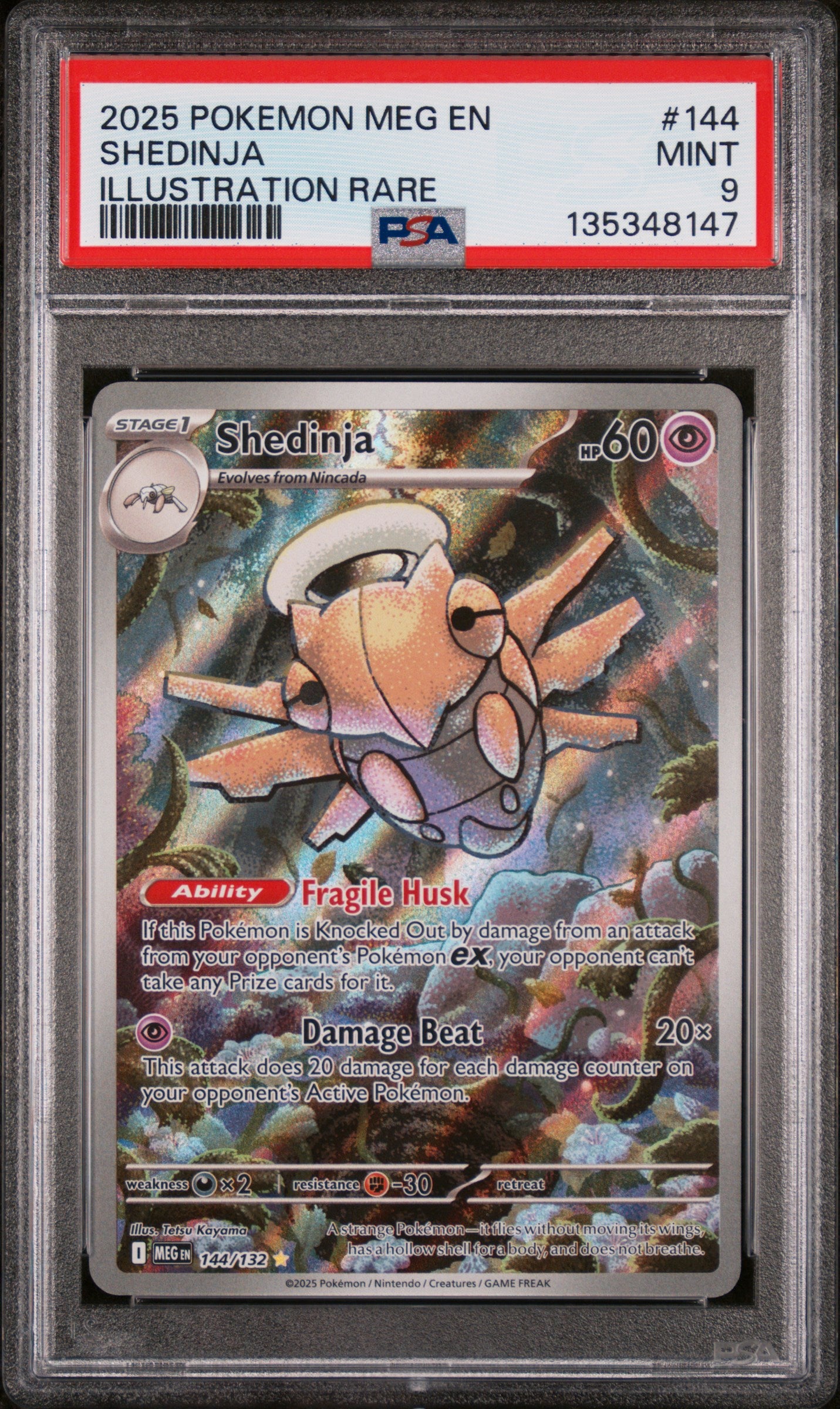 2025 Mega Evolution English Illustration Rare Holo Shedinja #144 PSA 9