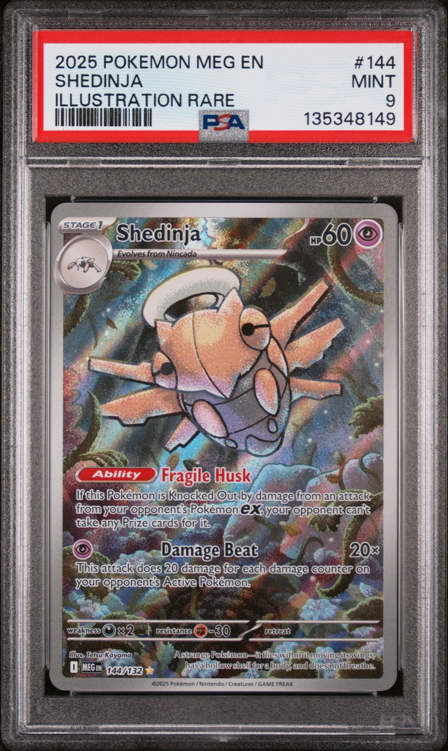 2025 Mega Evolution English Illustration Rare Holo Shedinja #144 PSA 9