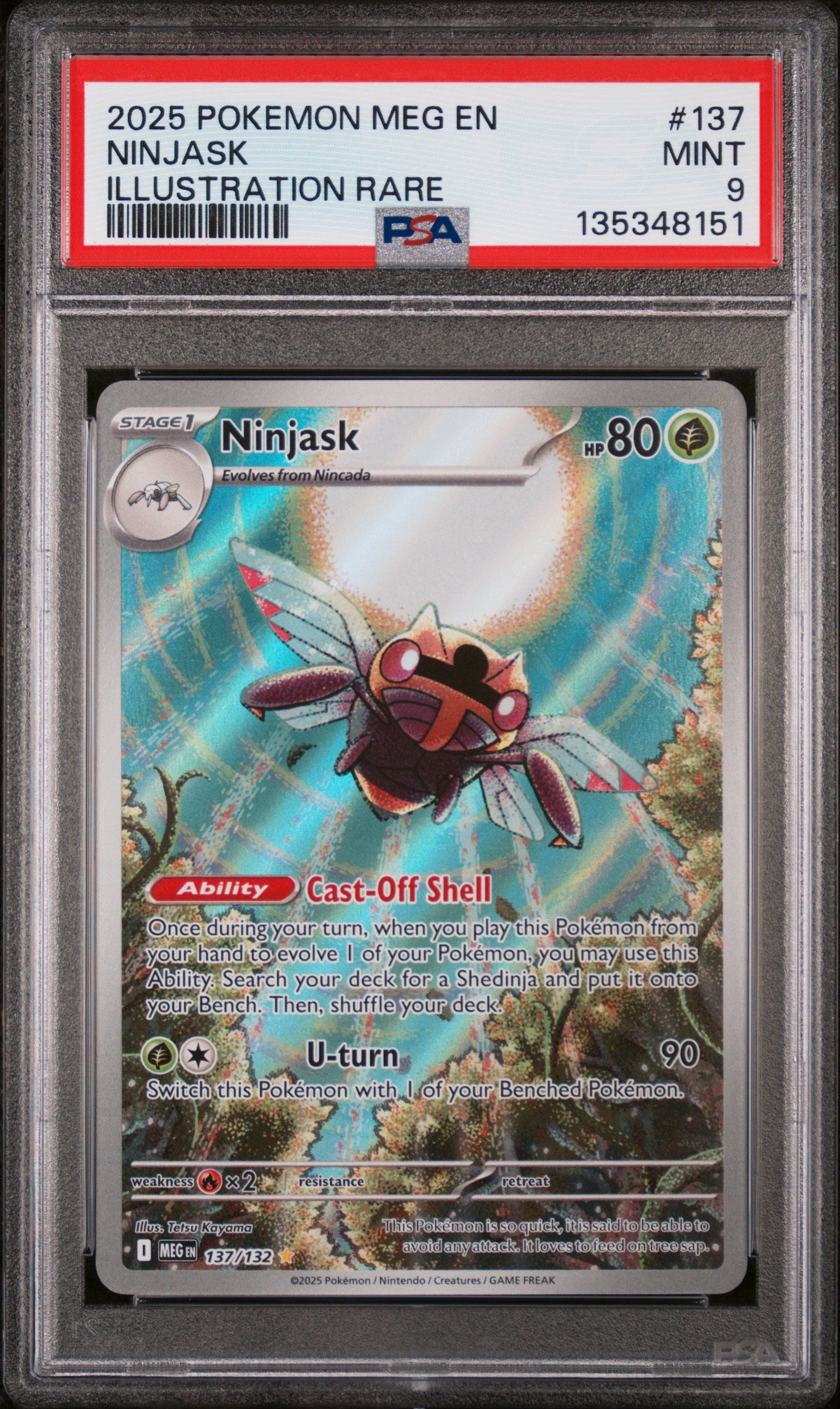 2025 Mega Evolution English Illustration Rare Holo Ninjask #137 PSA 9