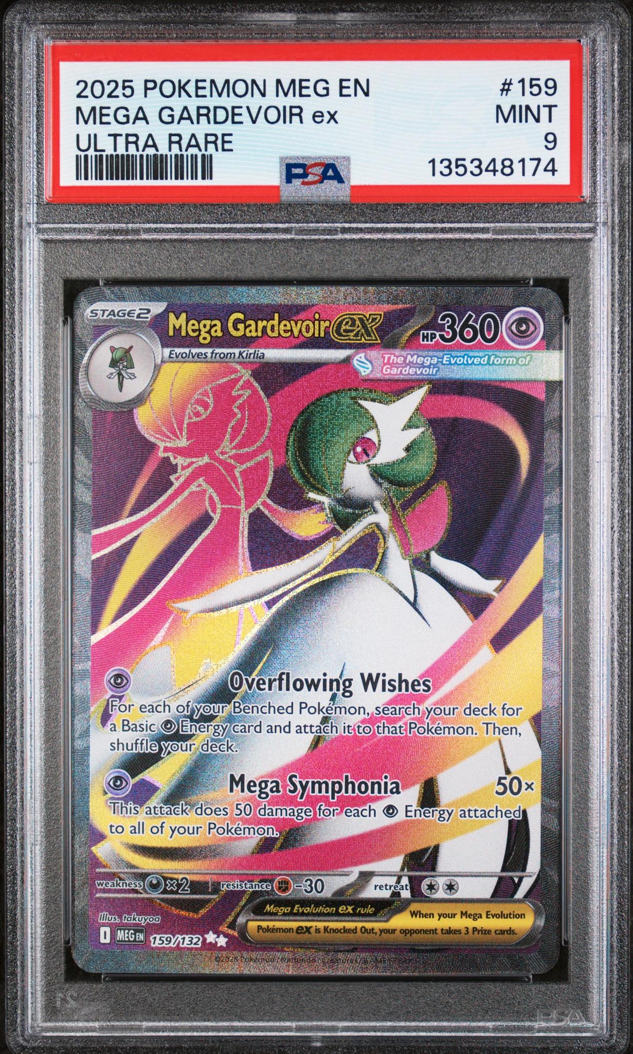 2025 Pokemon Meg En-Mega Evolution Ultra Rare Mega Gardevoir Ex #159 PSA 9