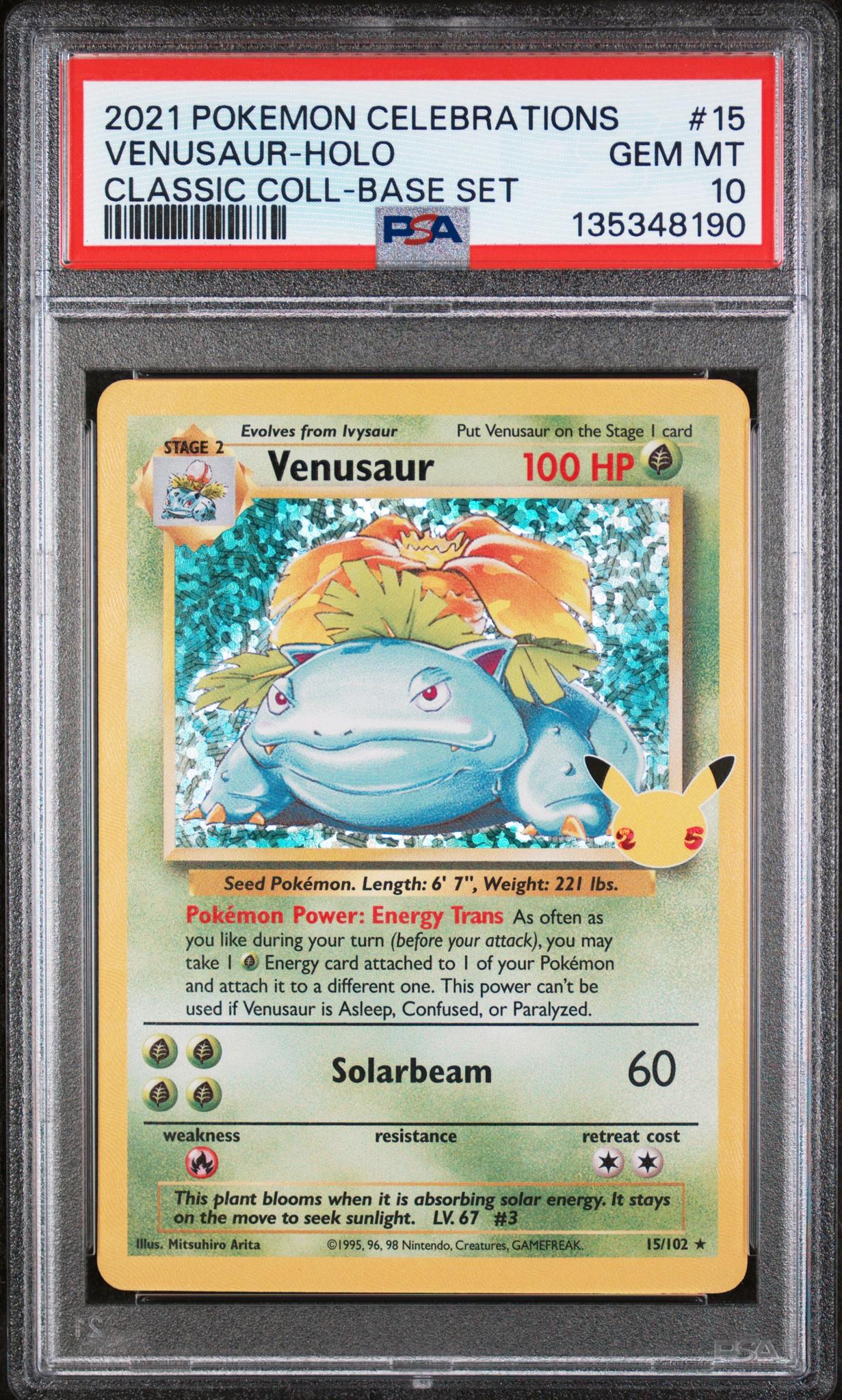 2021 Pokemon Celebrations Classic Collection Base Set Holo Venusaur #15 PSA 10