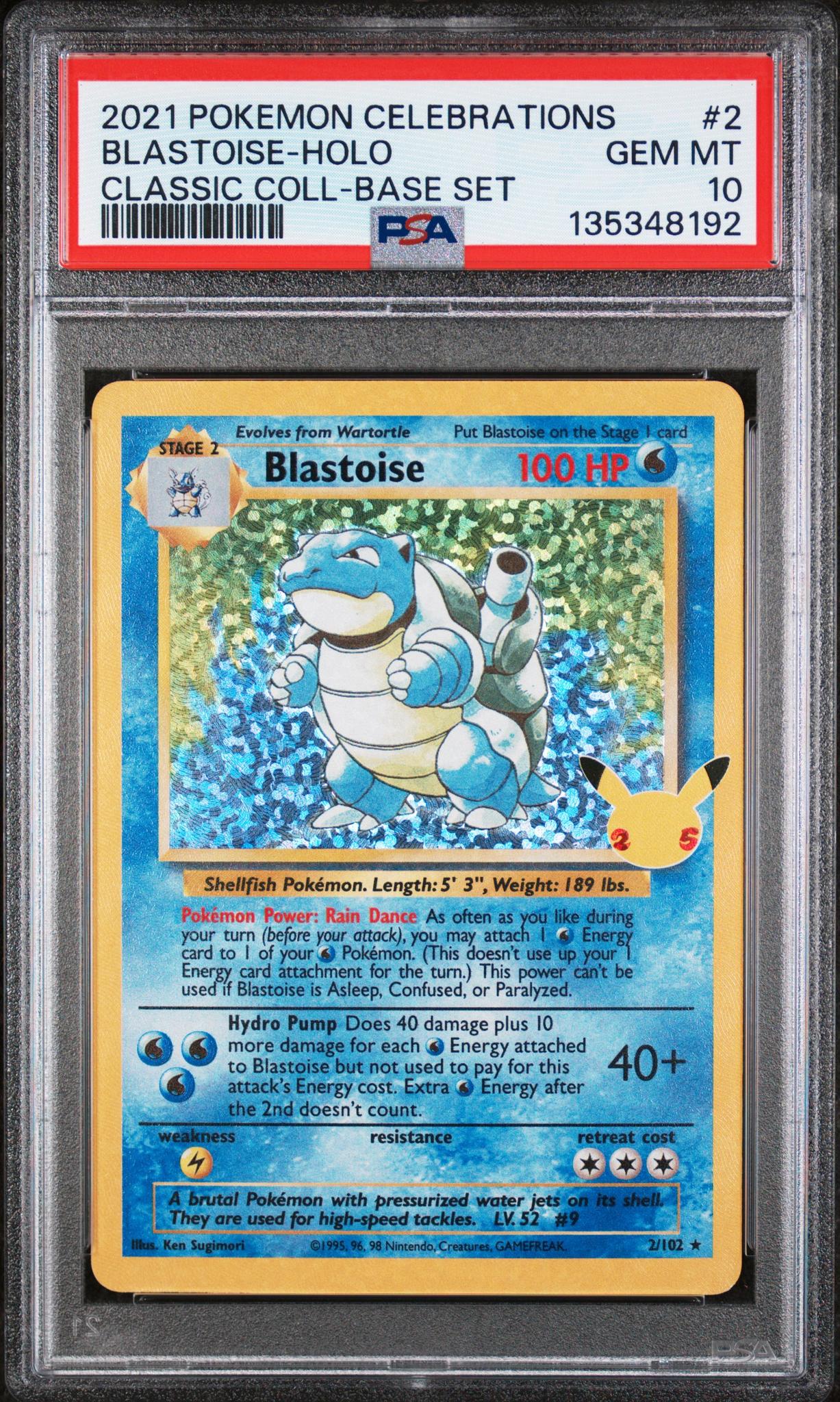 2021 Pokemon Celebrations Classic Collection Base Set Holo Blastoise #2 PSA 10