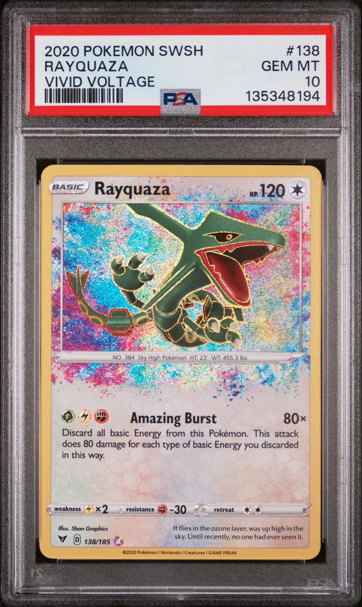 2020 Pokemon Sword and Shield Vivid Voltage Rayquaza #138 PSA 10