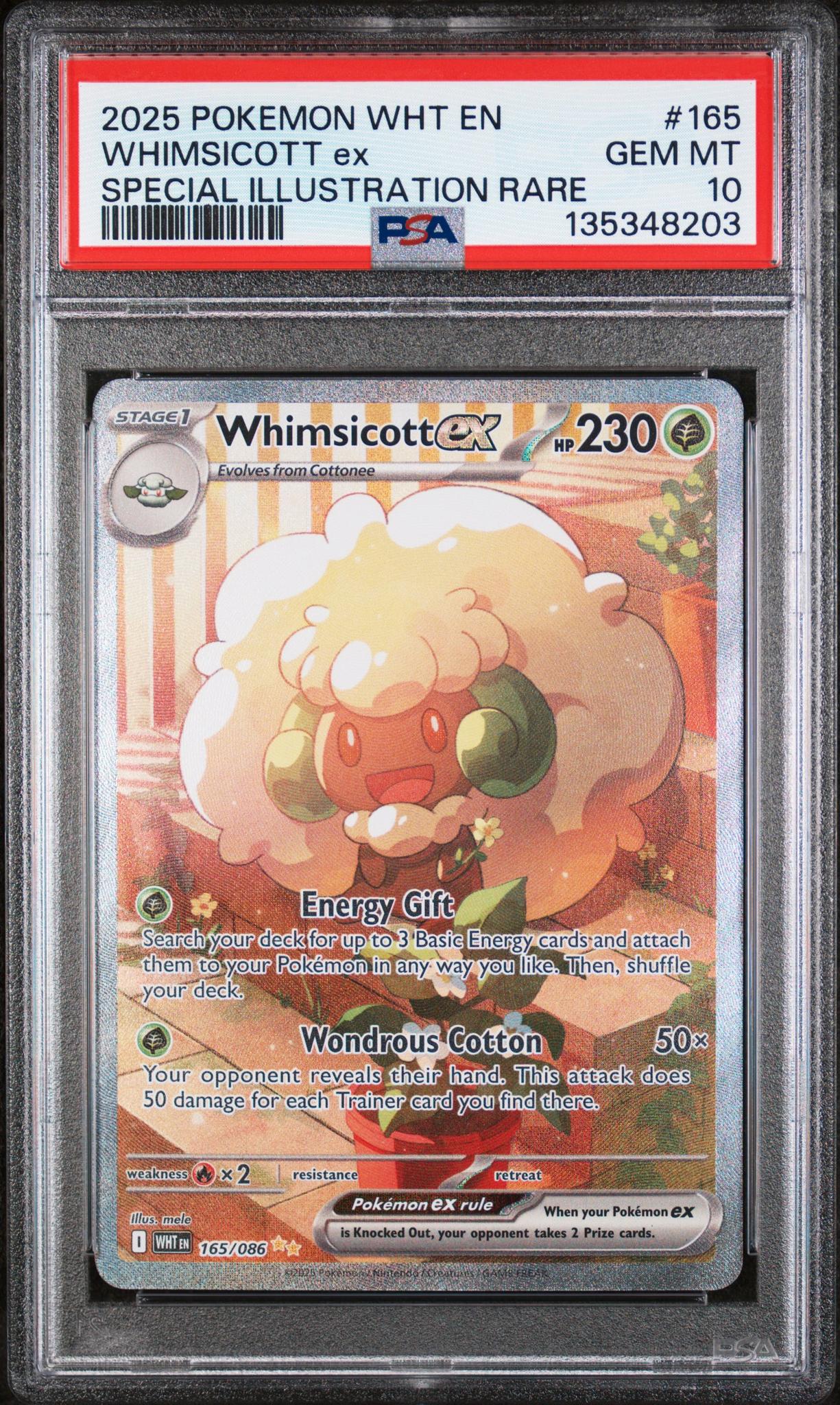 2025 White Flare English Special Illustration Rare Whimsicott Ex #165 PSA 10