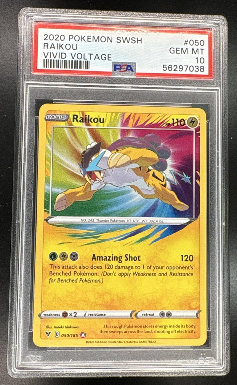 2020 Pokemon Sword and Shield Vivid Voltage Raikou #050 PSA 10