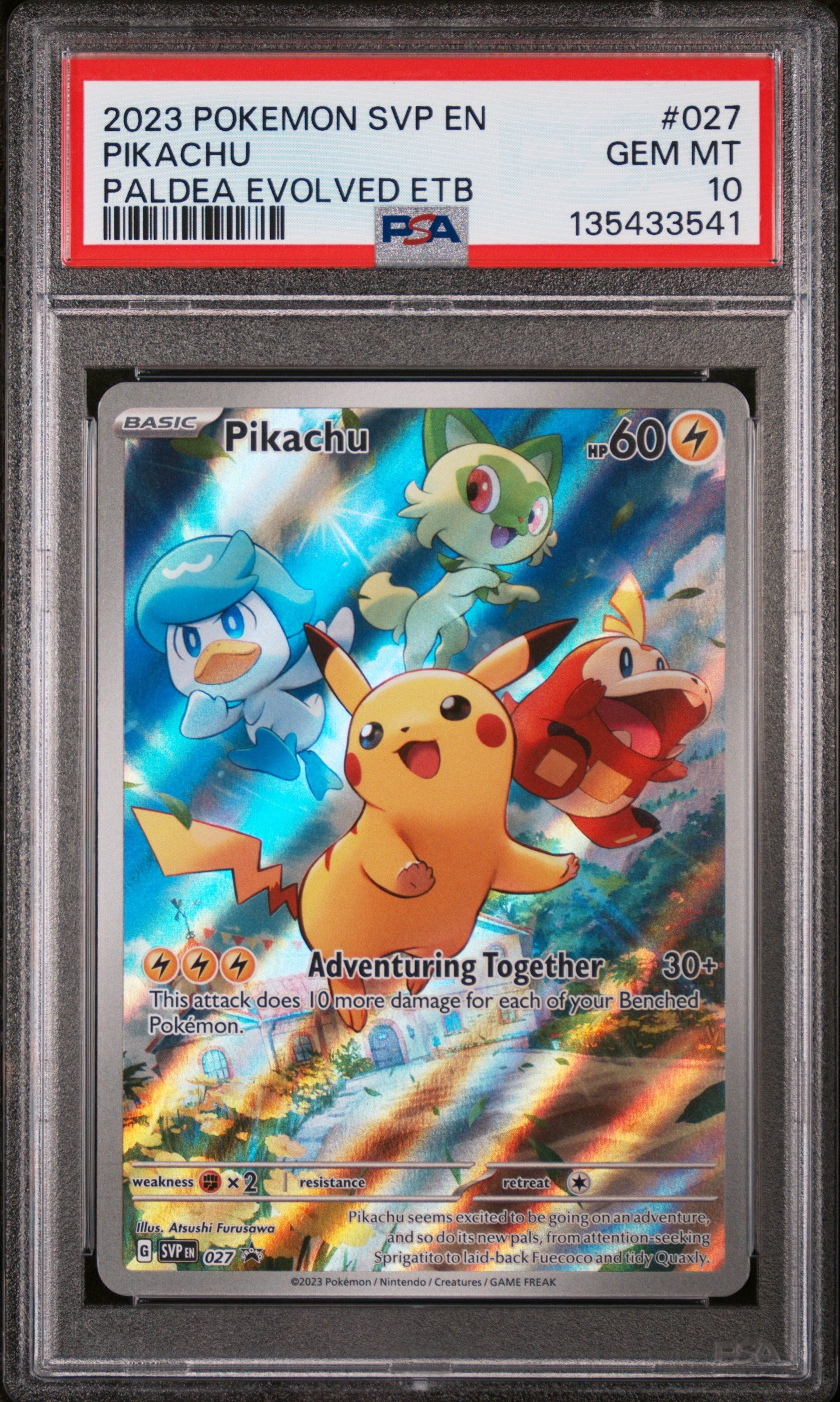 2023 Pokemon Black Star Promo Paldea Evolved Elite Trainer Box Pikachu #027 PSA 10