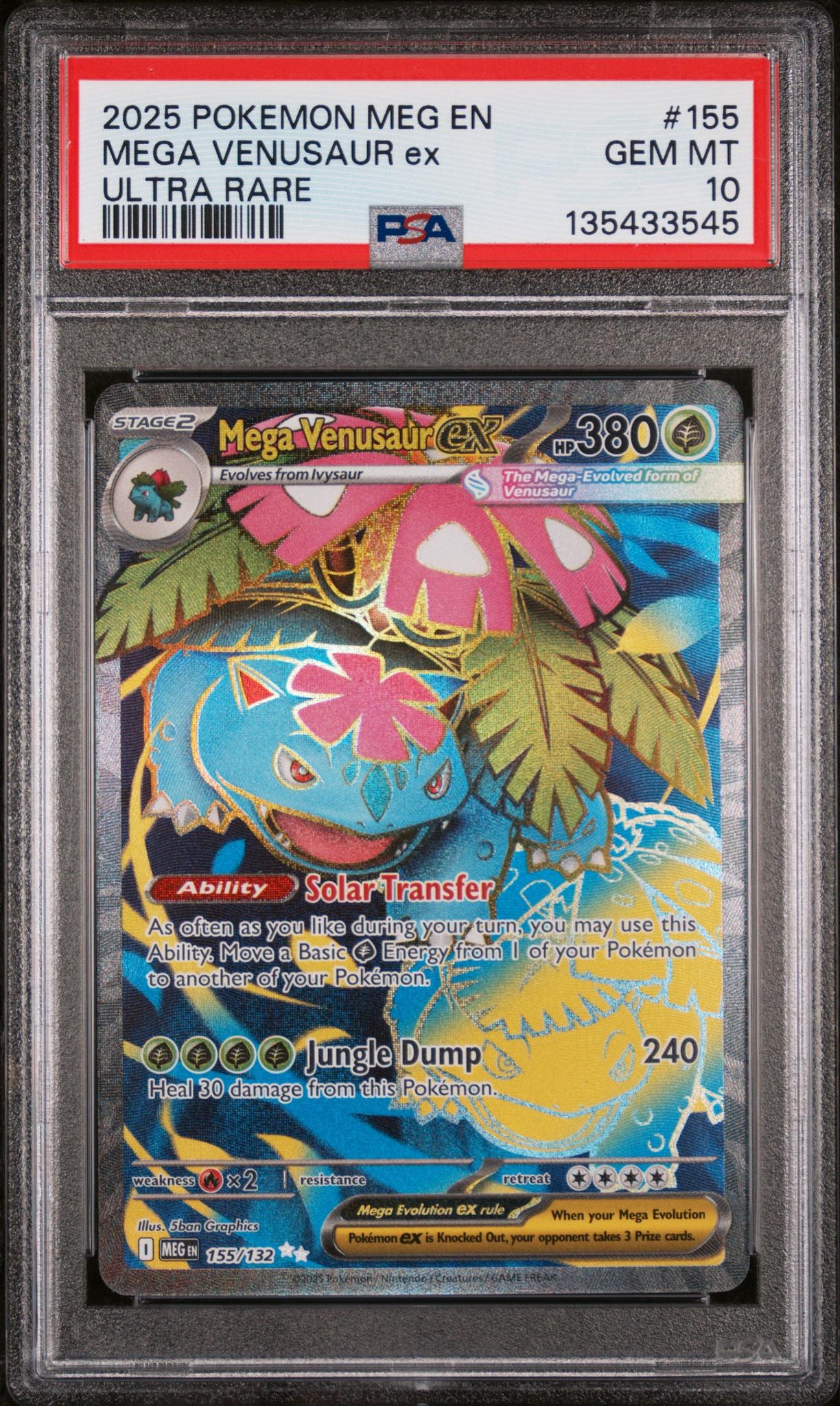 2025 Pokemon Mega Evolution Ultra Rare Mega Venusaur Ex #155 PSA 10