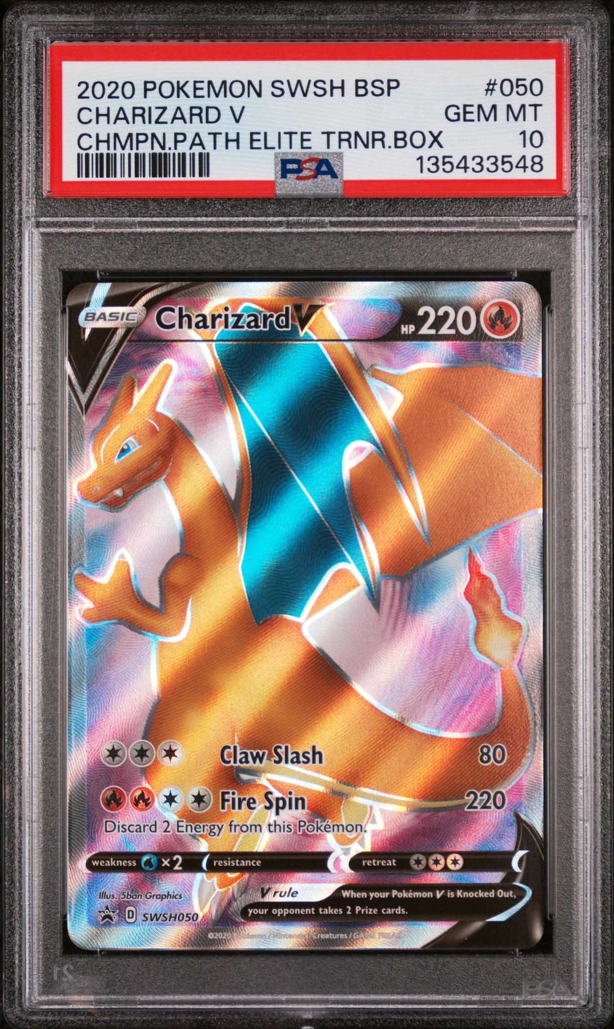 2020 Pokemon Sword and Shield Black Star Promo Champion's Path Elite Trainer Box Charizard V #SWSH050 PSA 10