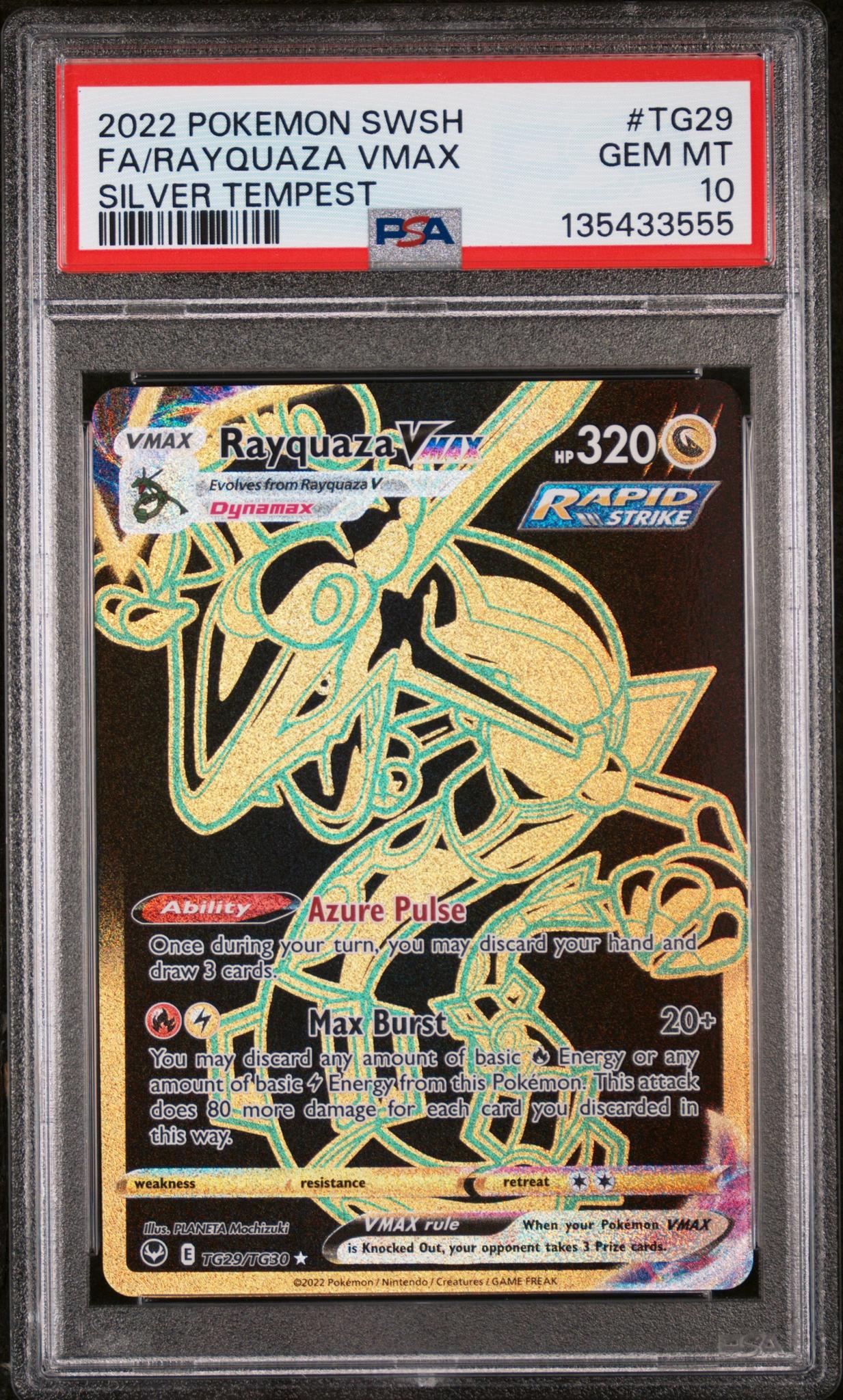 2022 Pokemon Sword and Shield Silver Tempest Rayquaza Vmax #TG29 PSA 10