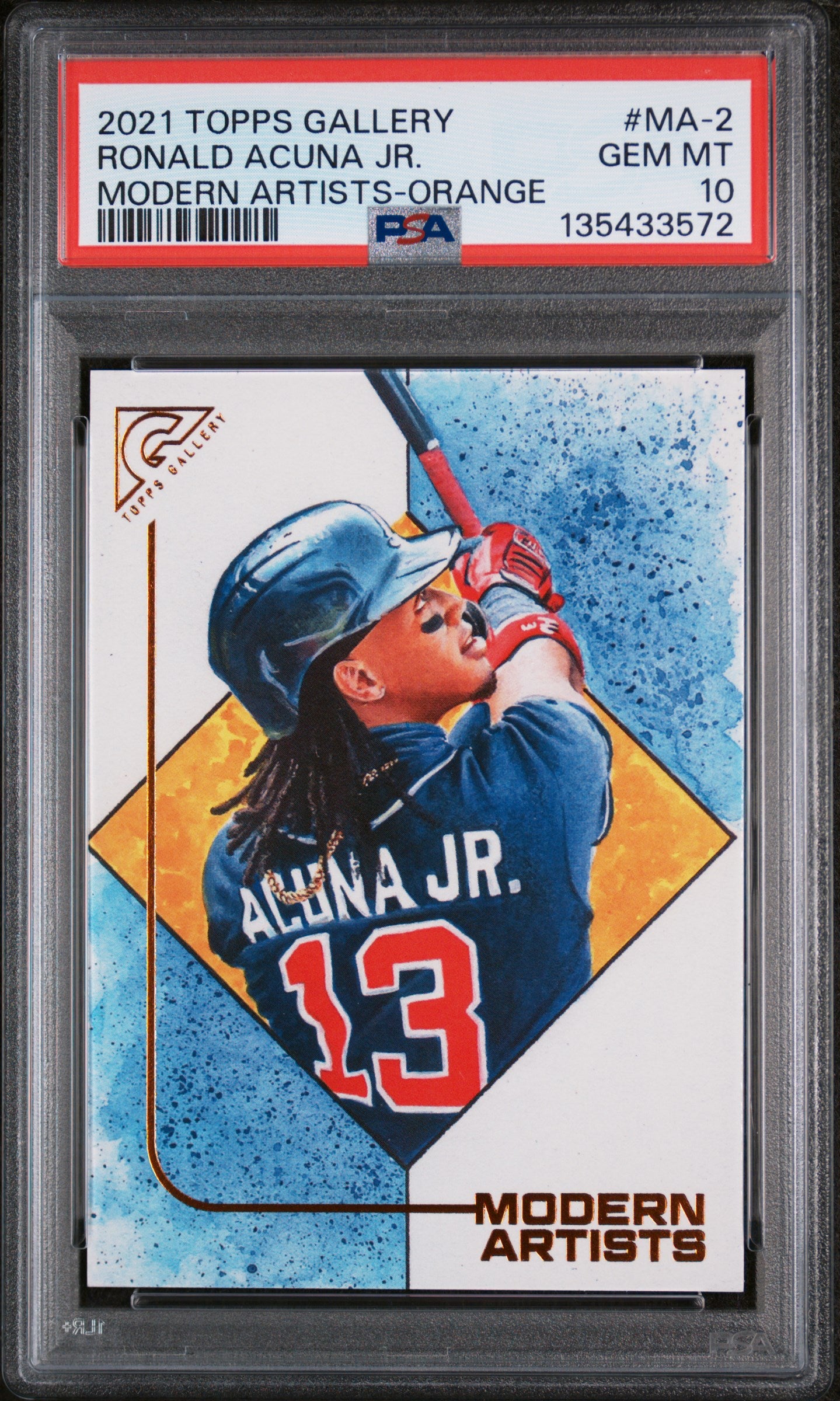 2021 Topps Gallery Modern Artists Orange Ronald Acuna Jr. #MA-2 /25 PSA 10