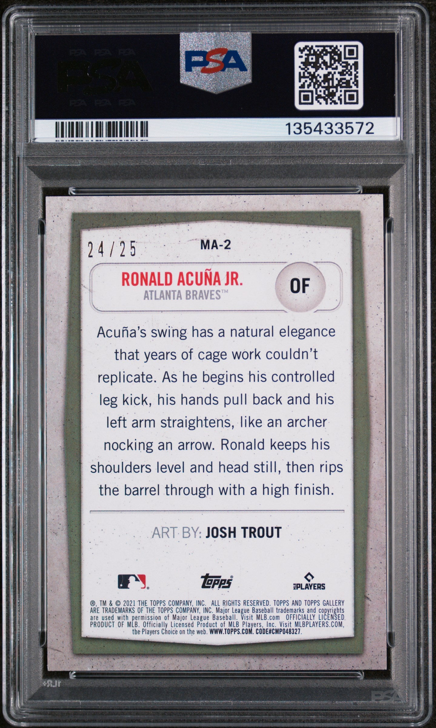 2021 Topps Gallery Modern Artists Orange Ronald Acuna Jr. #MA-2 /25 PSA 10
