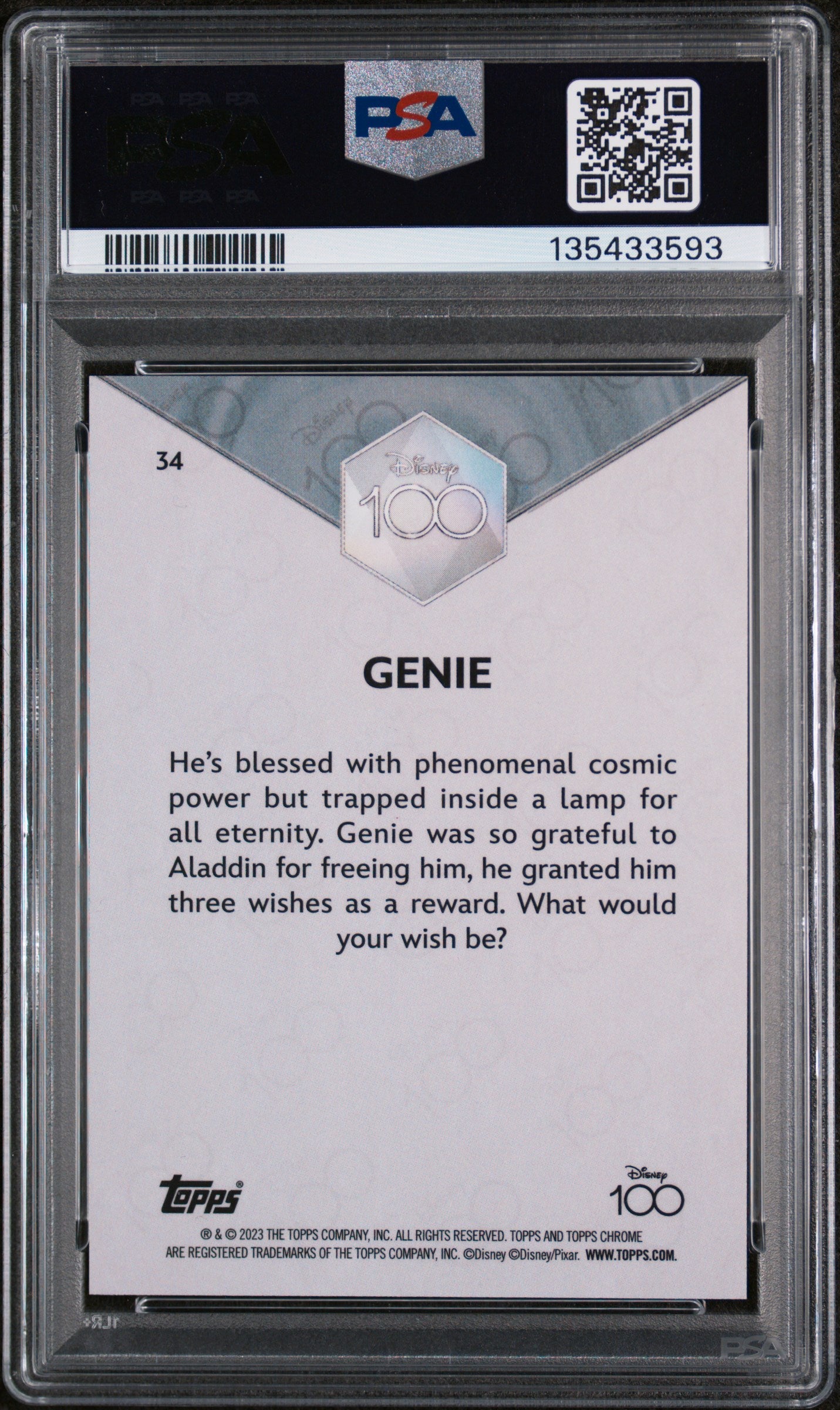 2023 Topps Chrome Disney100 Genie #34 PSA 10