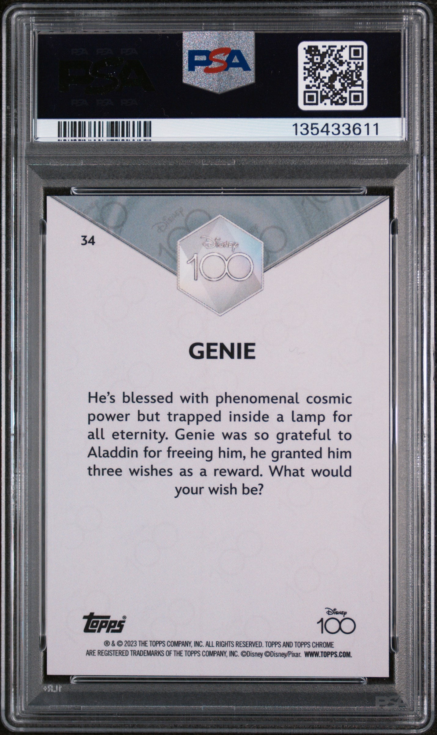 2023 Topps Chrome Disney100 Genie #34 PSA 10