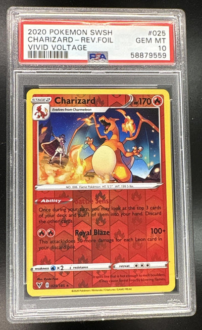 2020 Pokemon Sword and Shield Vivid Voltage Reverse Holo Charizard #025 PSA 10